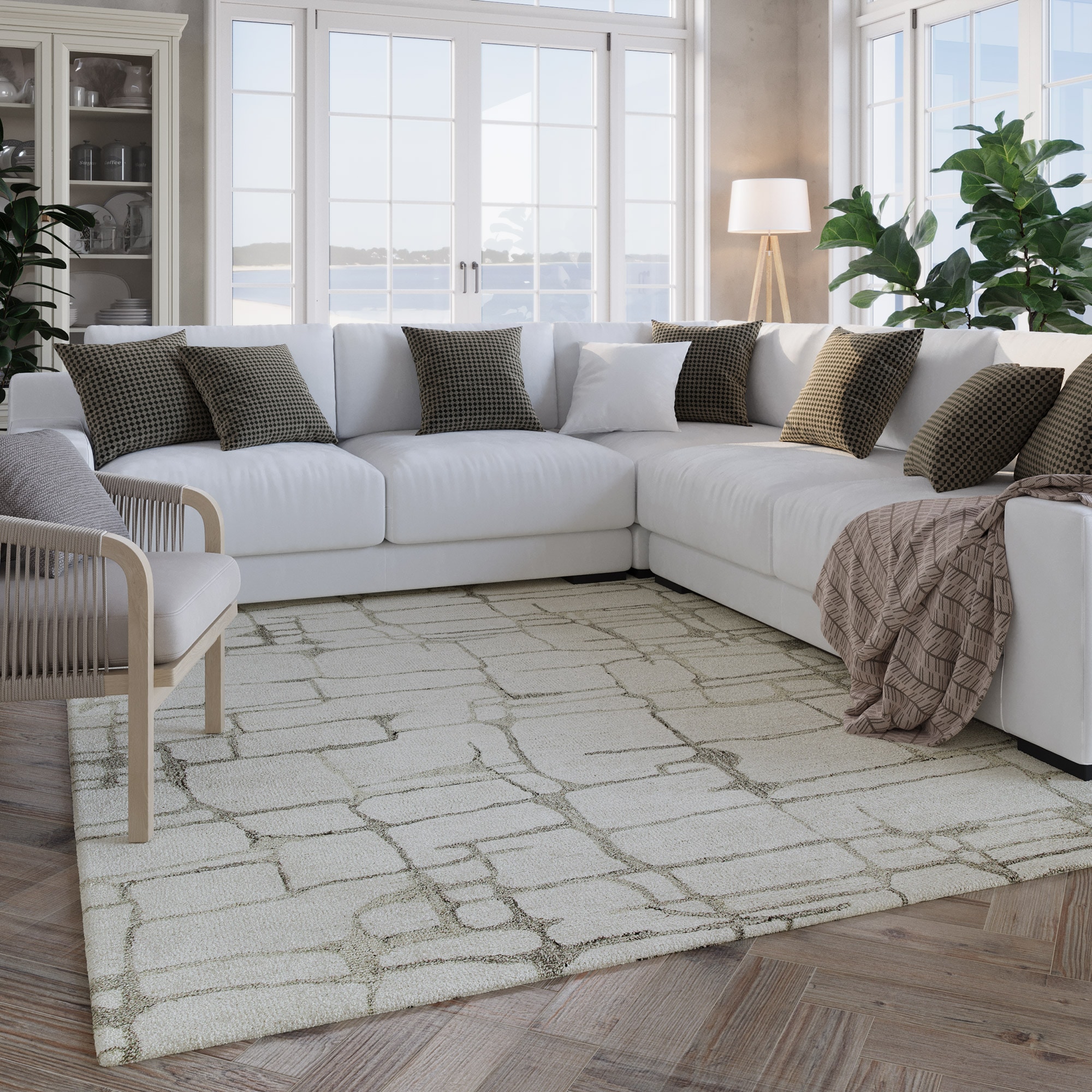 Wecon home Wollteppich »Hamptons TWELVE«, rechteckig, 10 mm Höhe, Läufer, Schurwolle, Kurzflor, Wohnzimmer, elegant, geometrisch