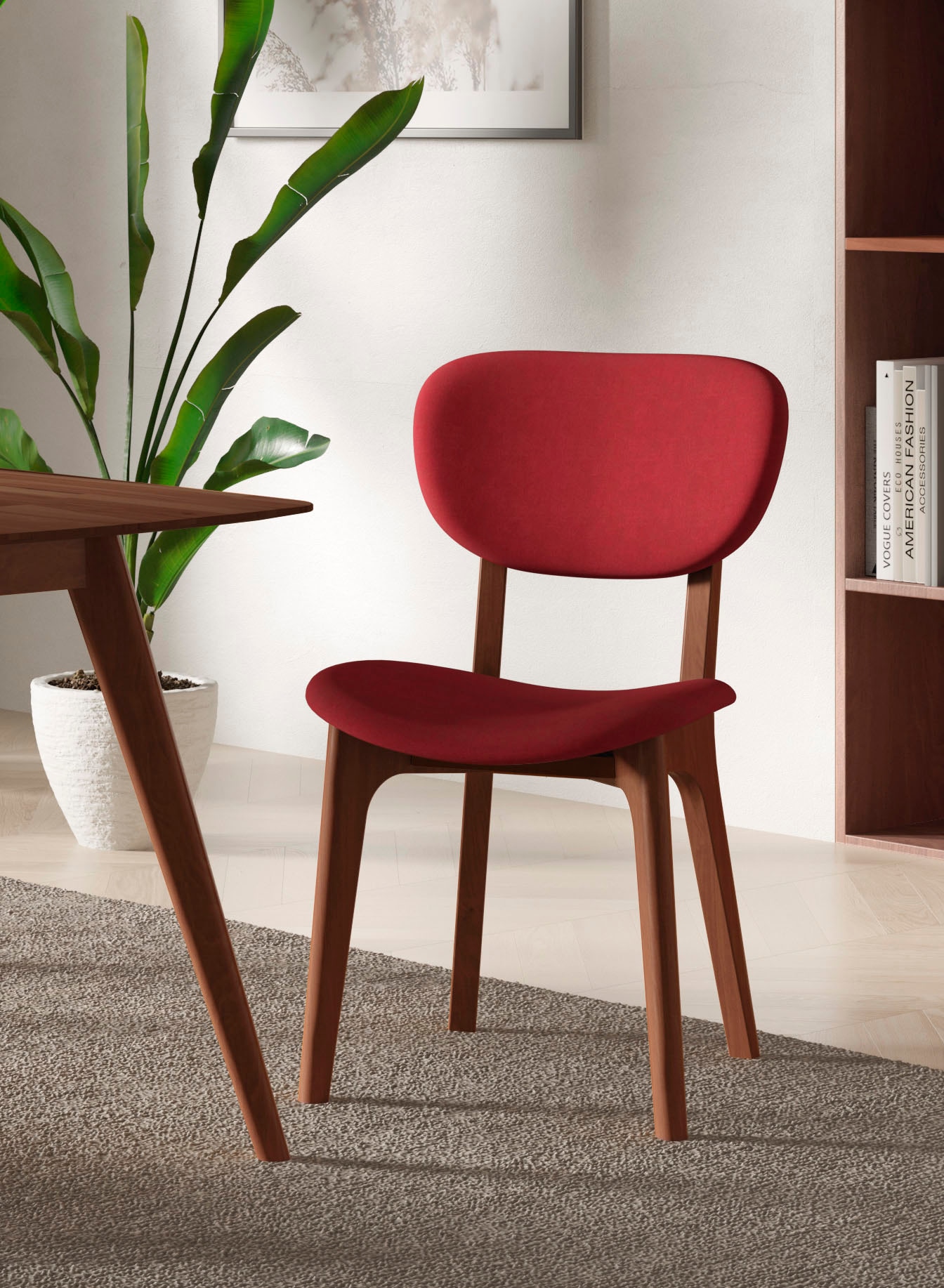 INOSIGN Stuhl »COZY Made in Italy« (Set) 2 Stk.Gestell in Buche, Kirsch- oder Nussbaum, Massivholz, Design Stuhl bordeaux + nuss