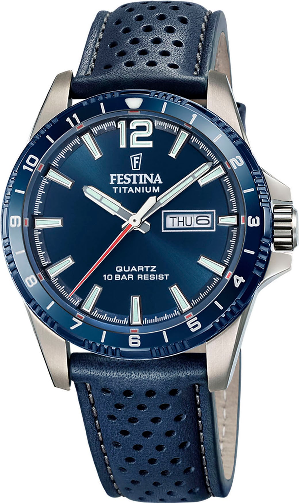 Festina Quarzuhr »Calendario Titanium« Armbanduhr, Herrenuhr, Lederarmband, analog, Tag, Wochentag