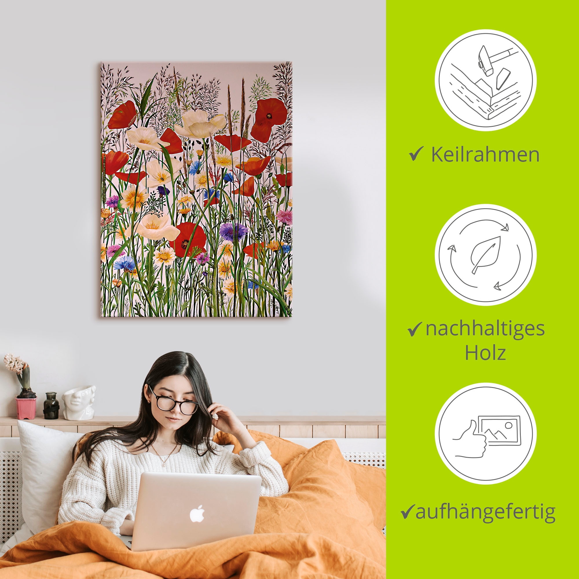 Artland Wandbild »Blumenwiese«, Baumbilder, (1 St.), als Leinwandbild, Wandaufkleber in verschied. Größen