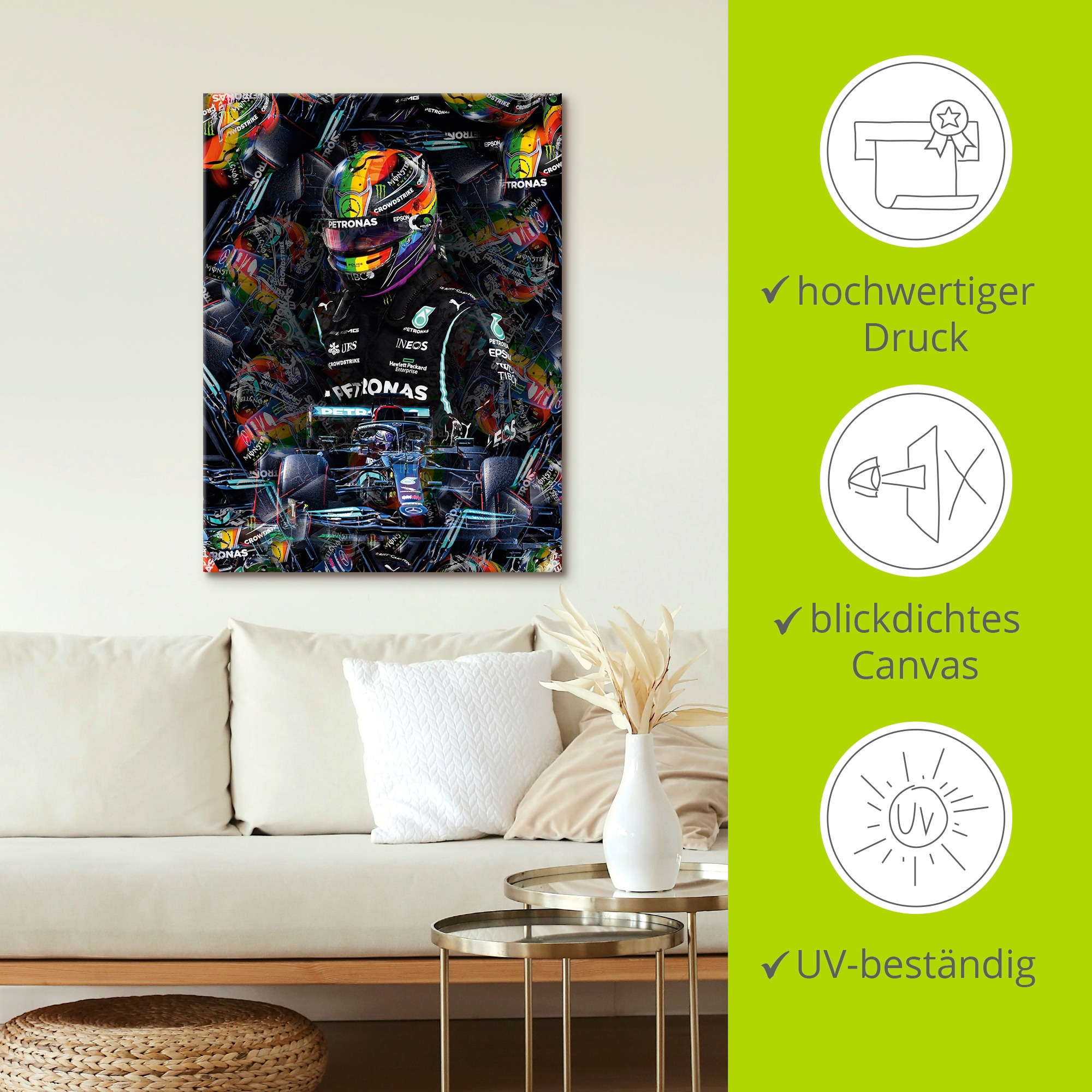 Artland Wandbild »Sir Lewis Hamilton Motorsportlegende«, Bilder von Männern, (1 St.), als Alubild, Outdoorbild, Leinwandbild, Poster in verschied. Größen