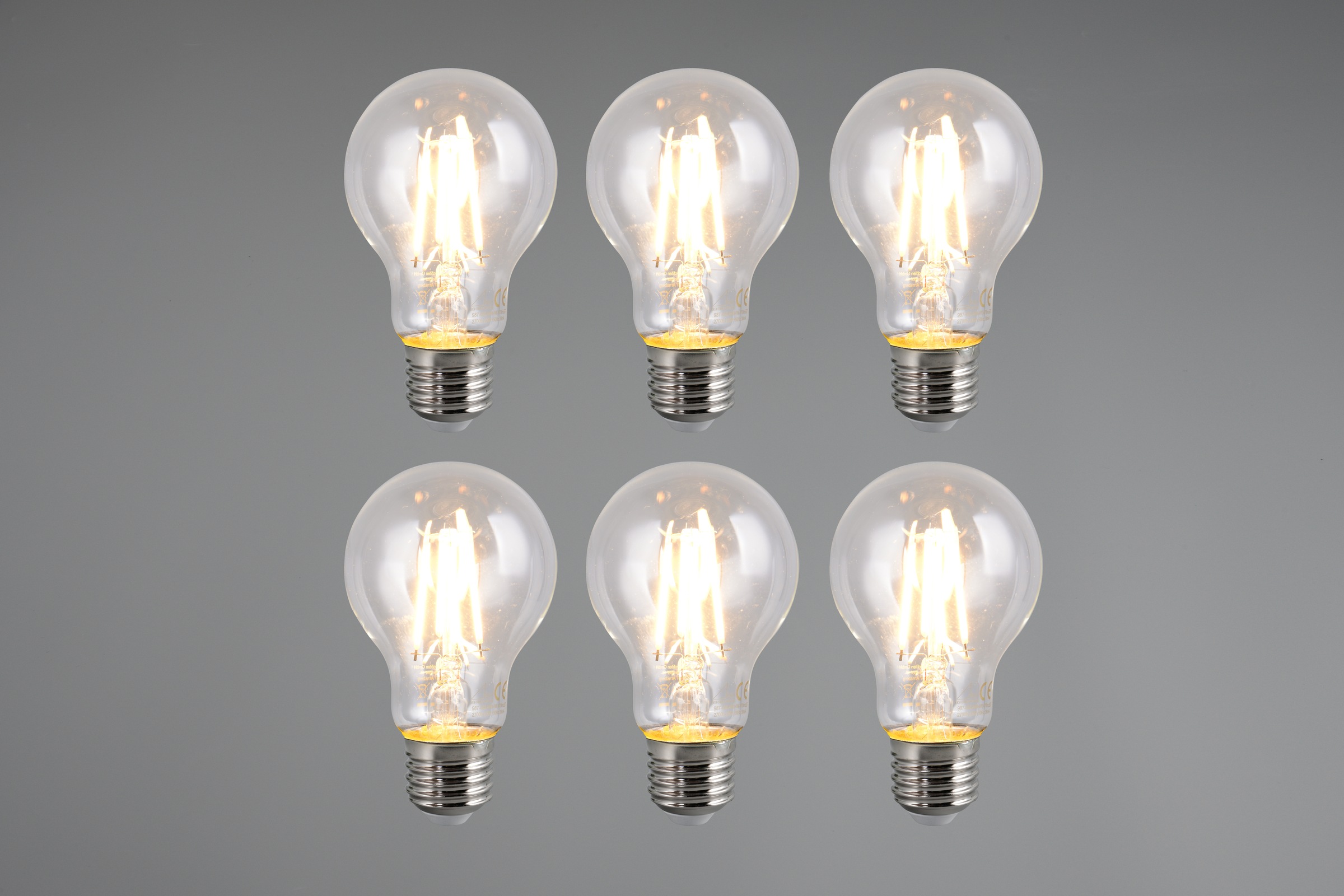 TRIO Leuchten LED-Filament »Leuchtmittel Set E27«, E27, 6 St., Warmweiß, 6er Set Filament Leuchtmittel E27 Fassung, Glühbirne E27 LED warmweiß