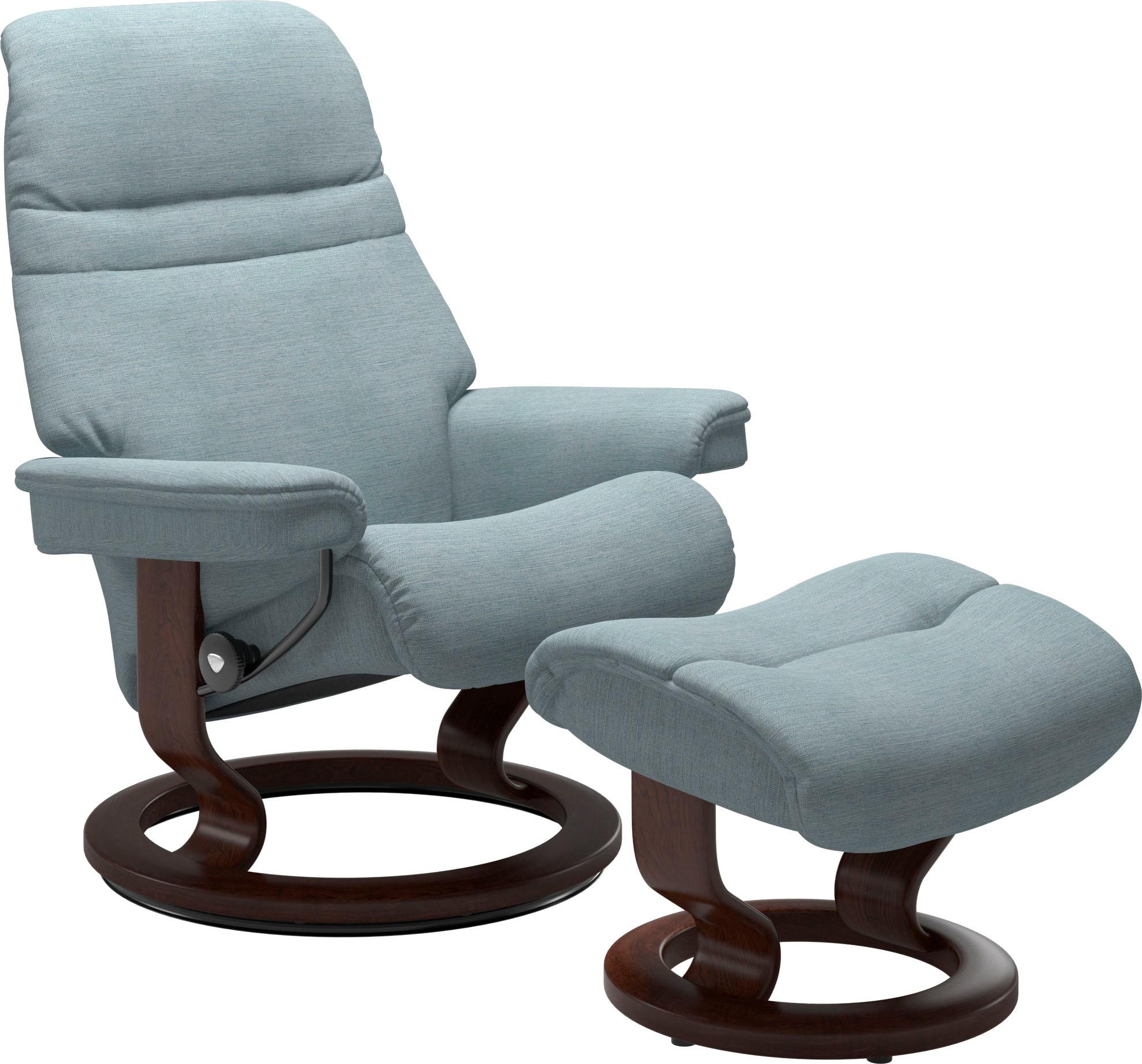 Stressless® Relaxsessel »Sunrise«, Base, mit Größe bestellen Raten auf Classic Braun Gestell mit M, Hocker), Relaxsessel (Set