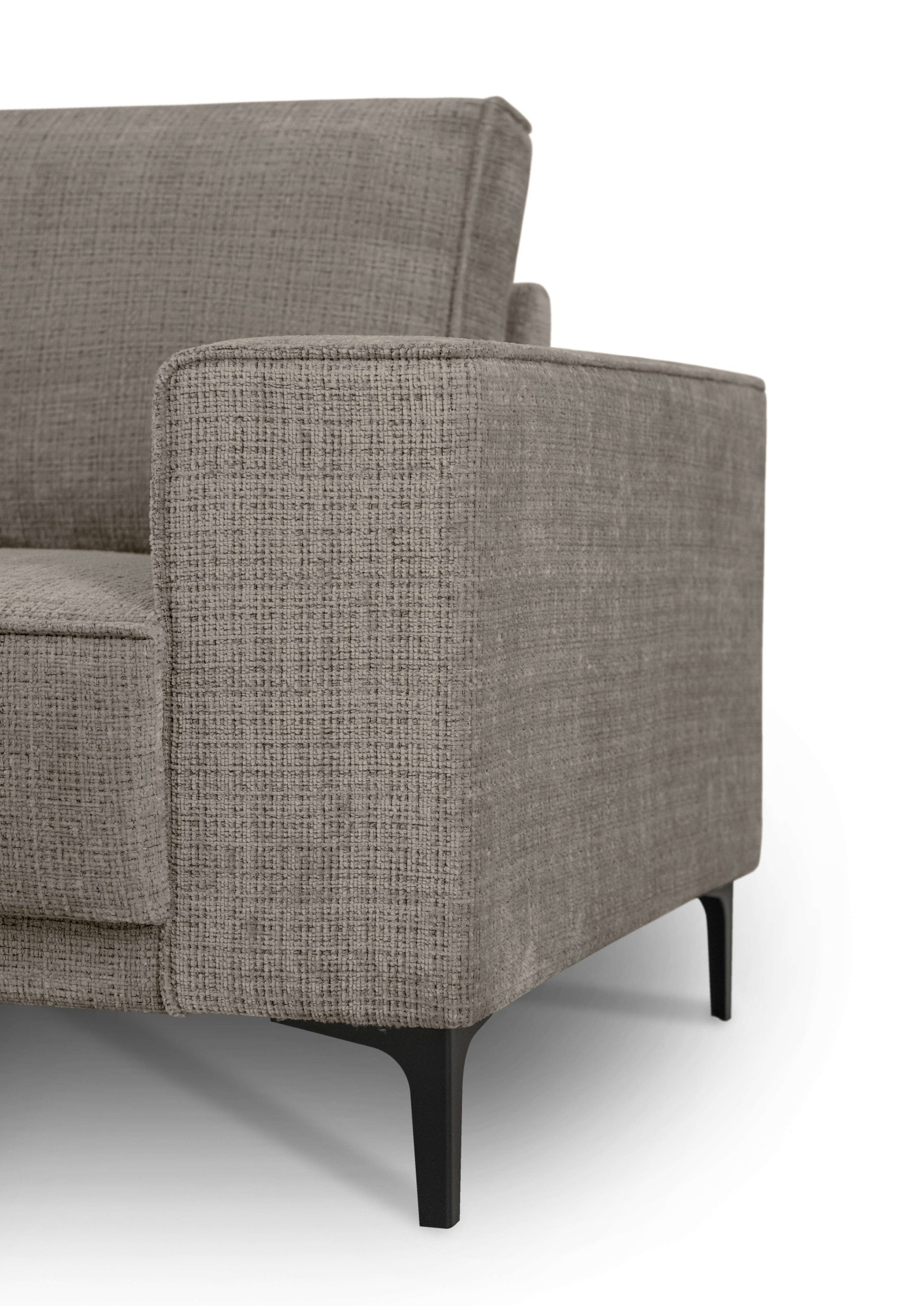 Places of Style Ecksofa »Polsterecke Oland, Struktur, Flachgewebe, Luxus-Microfaser, Boucle«, L-Form, 289 cm, Wellenunterfederung, Skandi-Design, Metallfüße