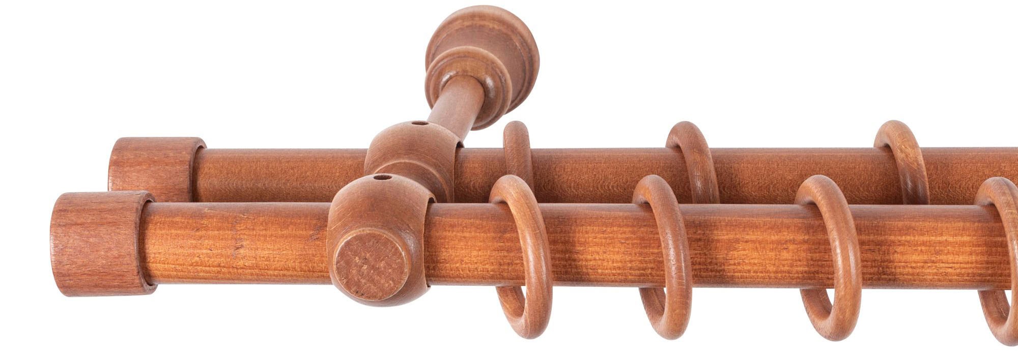 SN DECO GROUP Gardinenstange »Cafiro«, 2 läufig-läufig, Fixmaß, 28 mm, Holz, verschiedene Längen und Farben, Komplettset
