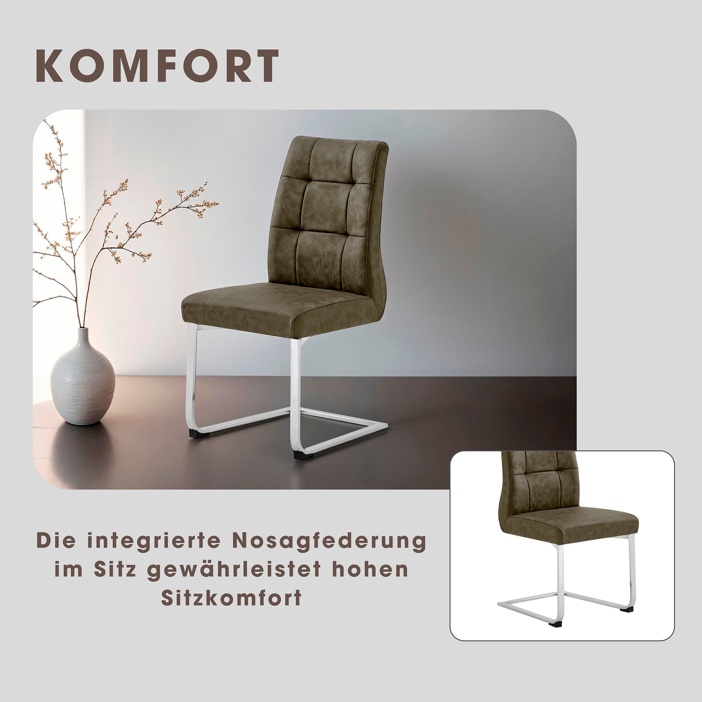 byLIVING Esszimmerstuhl »Marlen XXL«, (Set), 2 St., Microfaser, bis zu 150 kg belastbar, Vintage-Bezug, Freischwinger