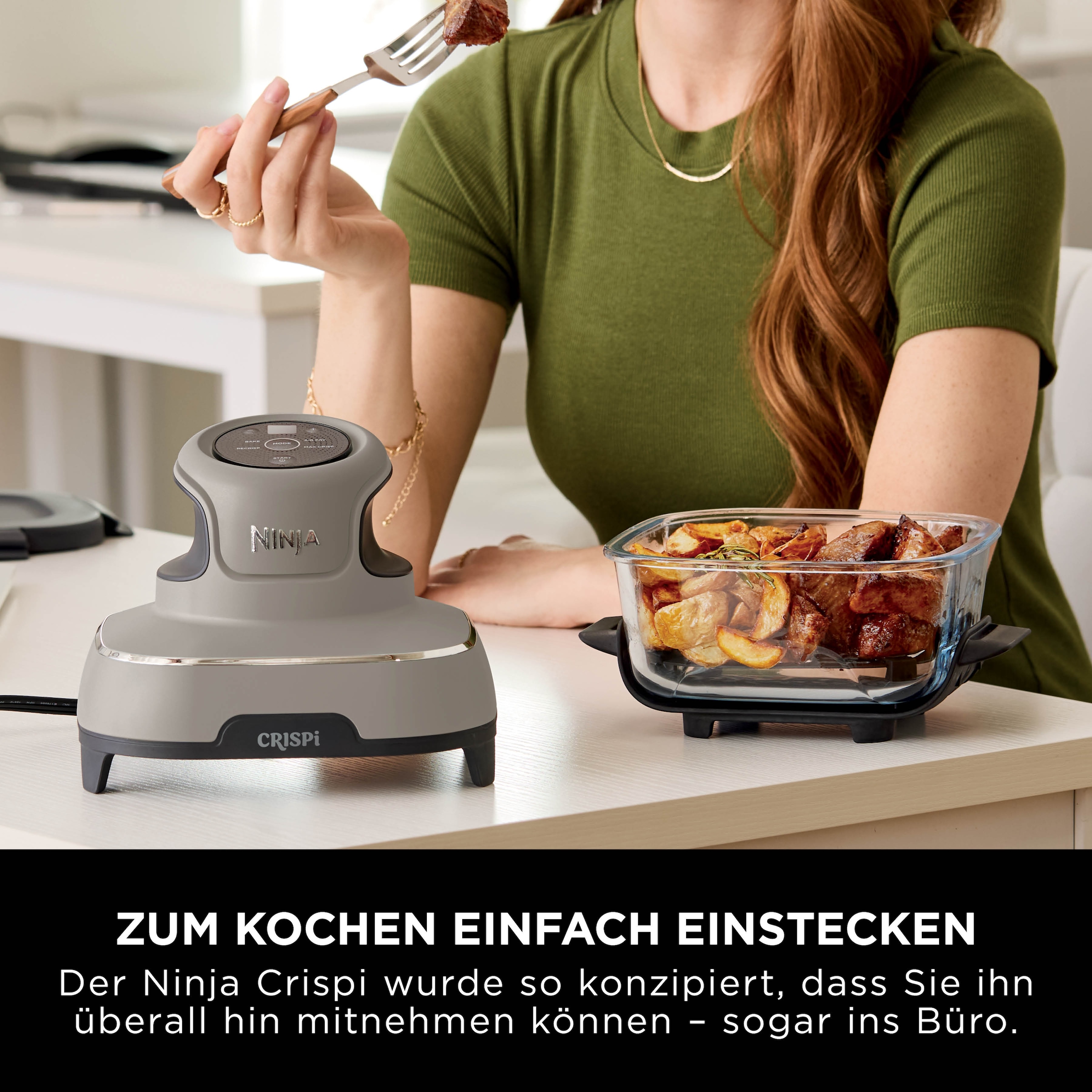 NINJA Heißluftfritteuse »CRISPi 4-in-1 Cyber Space - FN101EUGY« 1700 W tragbar