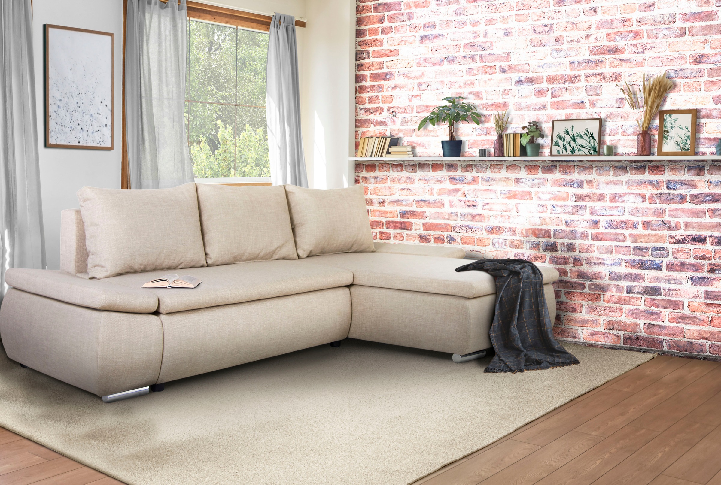 Home affaire Ecksofa Acra L-Form, mit Bettfunktion und Bettkasten, in Matte günstig online kaufen