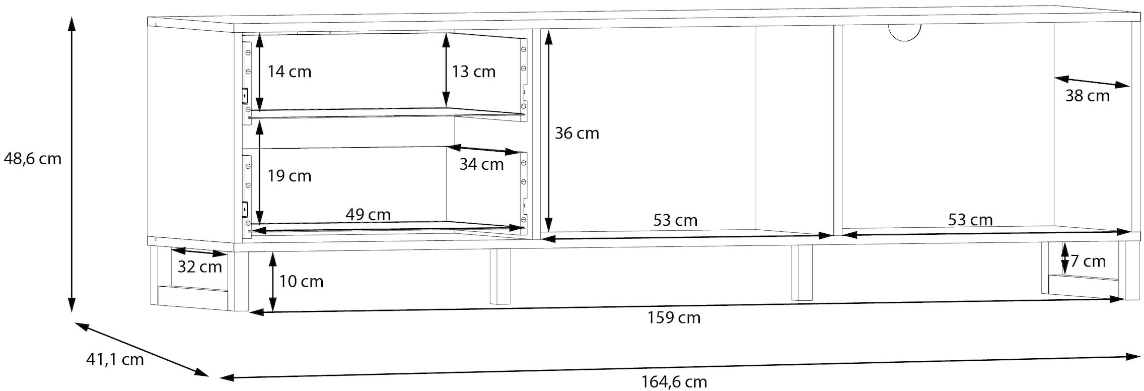FORTE Lowboard »SilbaTV-Board, TV-Schrank«, Breite ca. 164,4 cm