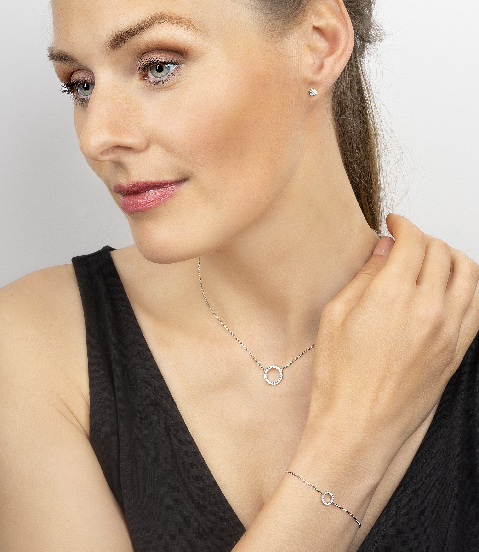 Weißgold Halskette Diamant Ø«, online Damen Goldkette kaufen 585 ONE 45 aus cm ct ELEMENT »0.08 Brillant Gold Schmuck