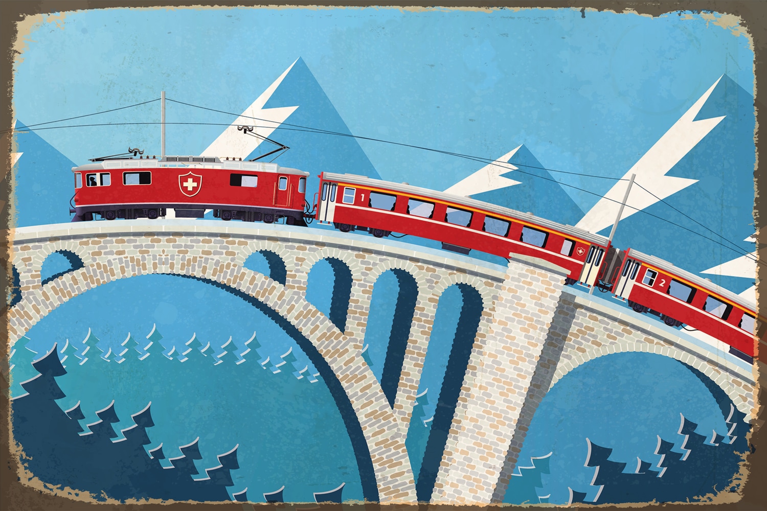queence Metallbild »TRAIN« Schweiz   Vintage   Zugbilder Stahlschild, Blech günstig online kaufen