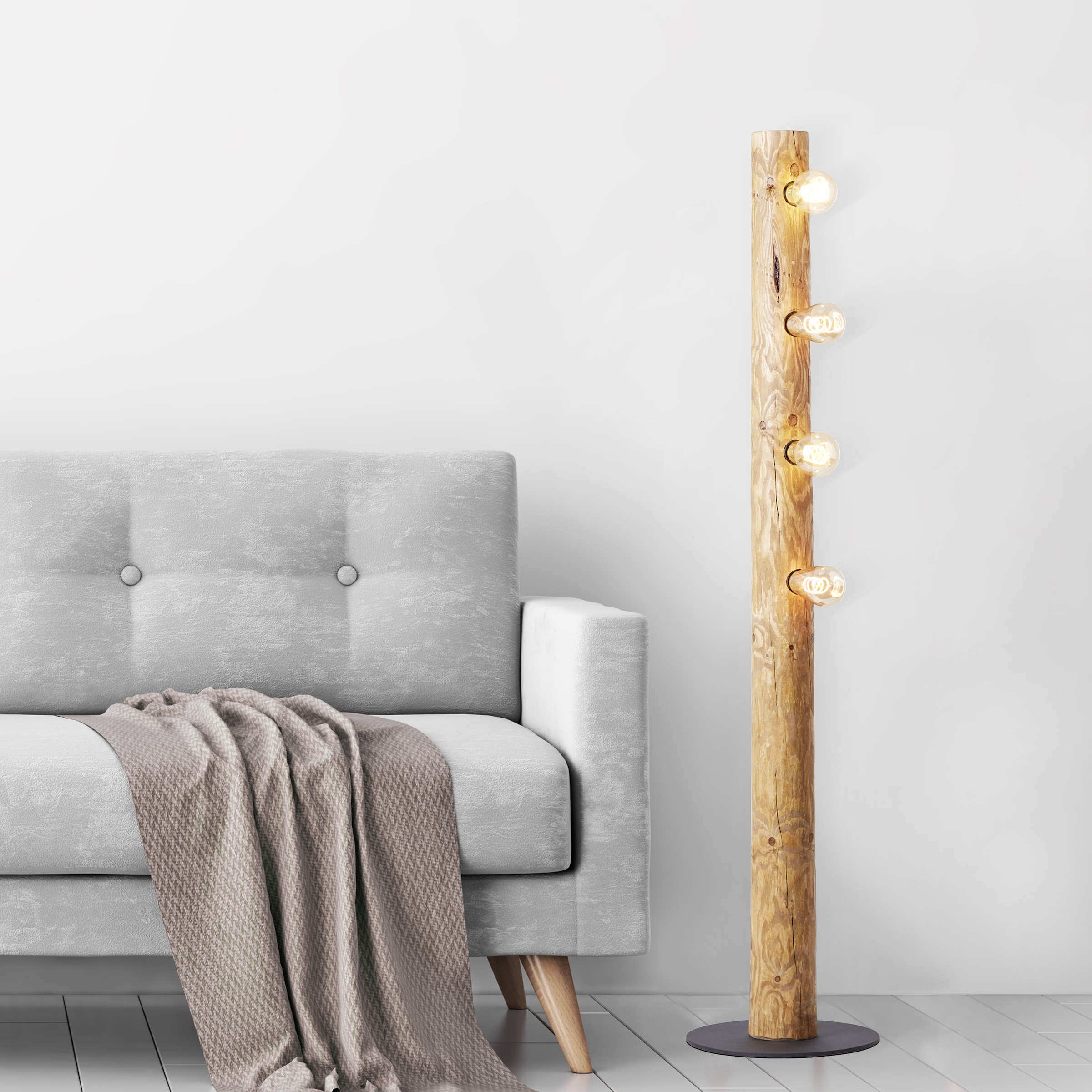 Brilliant Stehlampe »Odun«, 4 flammig-flammig, 141 cm Höhe, Ø 30 cm, 4 x E27,  Holz/Metall, kiefer gebeizt online kaufen