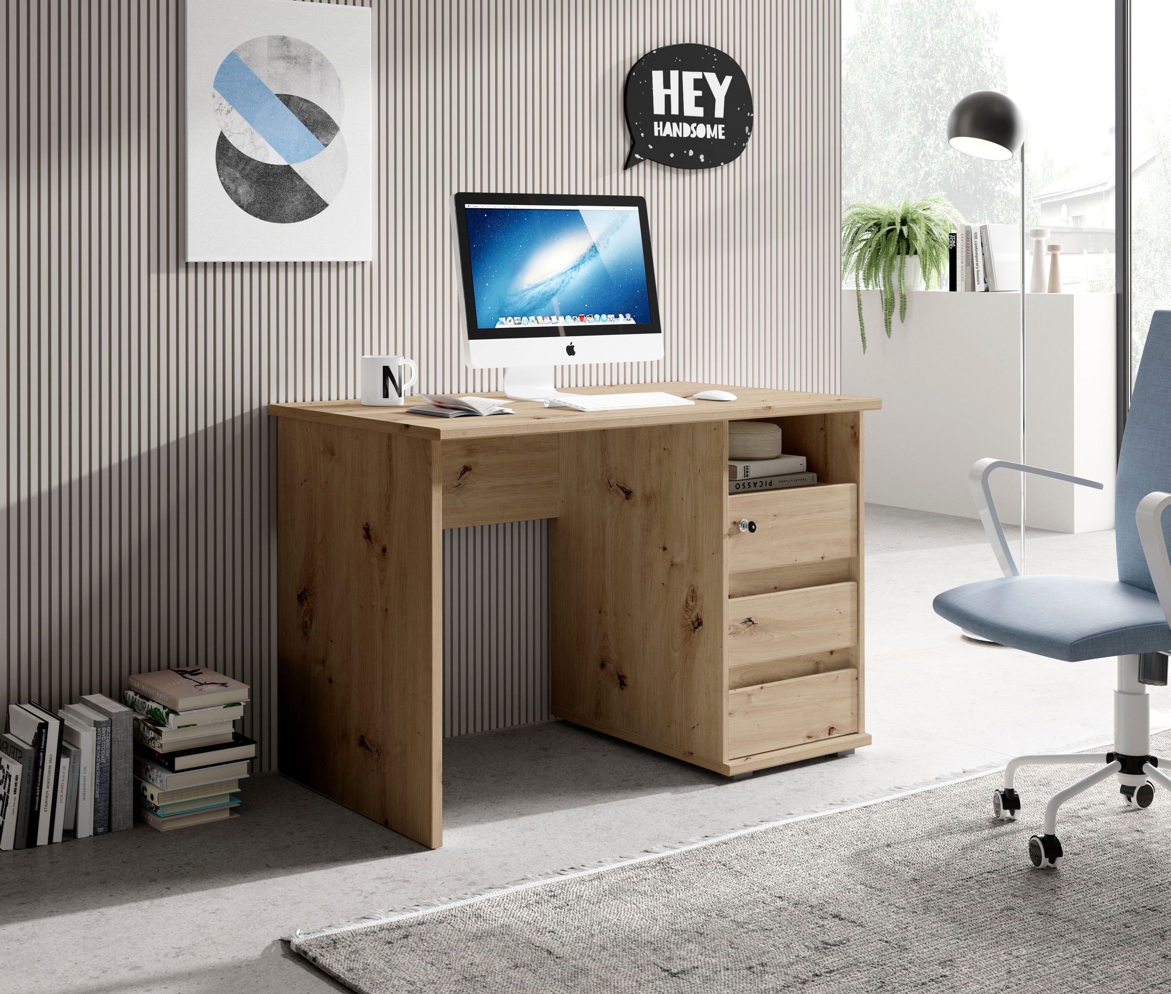 BEGA OFFICE Schreibtisch "Primus 1" mit Schubkasten abschließbar in 3 Farba günstig online kaufen