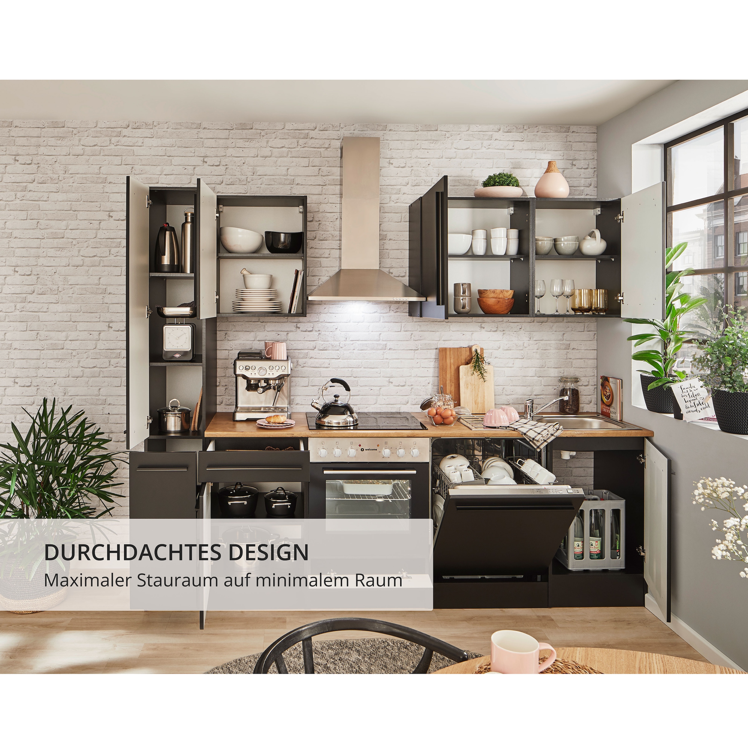 BASIC by Balculina Küchenzeile »Jazz« Breite 250 cm, wahlweise mit E-Geräten