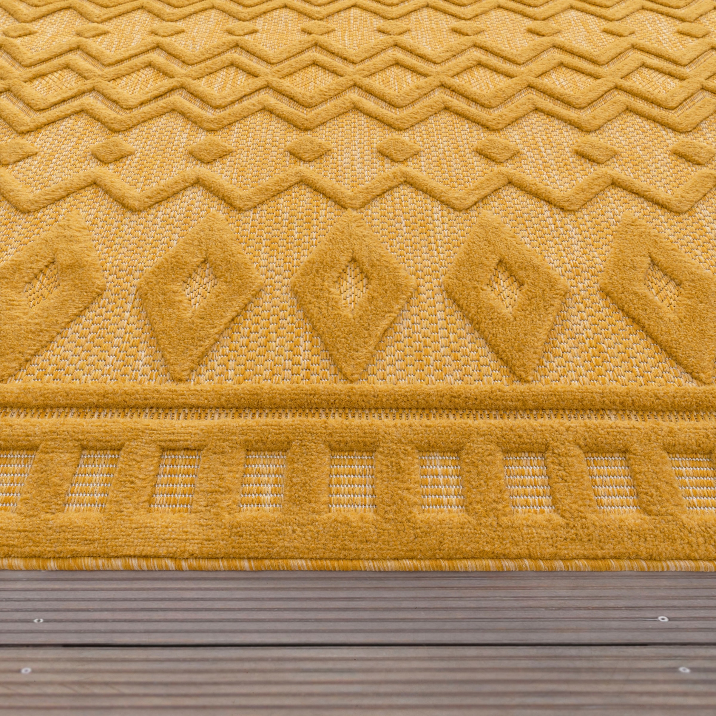 Paco Home Teppich »Livorno bequem 671«, rechteckig, schnell Effekt, Uni-Farben, bestellen Scandi, geeignet Hoch-Tief Outdoor und Rauten Muster