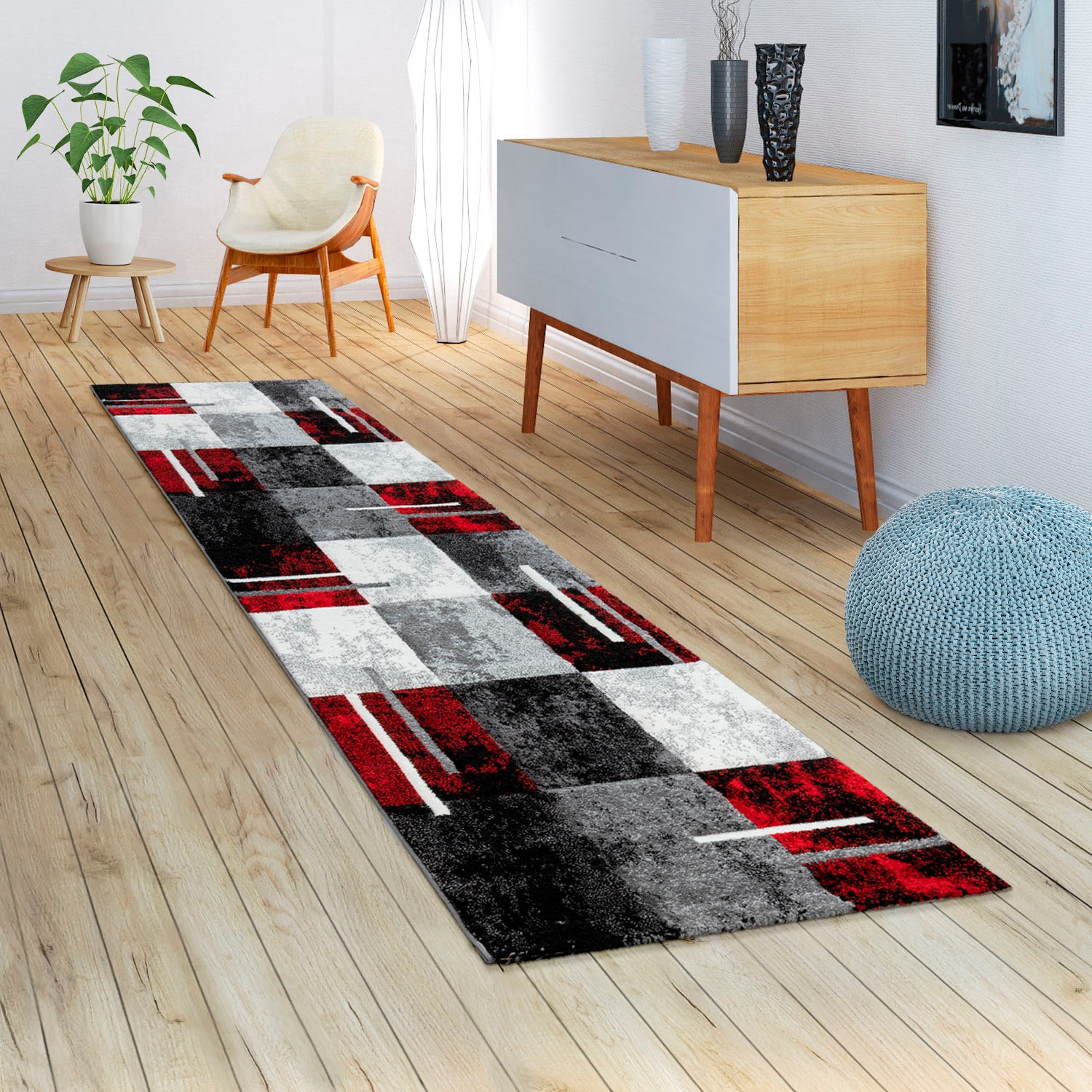Paco Home Läufer »Diamond 663«, rechteckig, 18 mm Höhe, Teppich-Läufer, Kurzflor, Karo Muster, 3D-Design