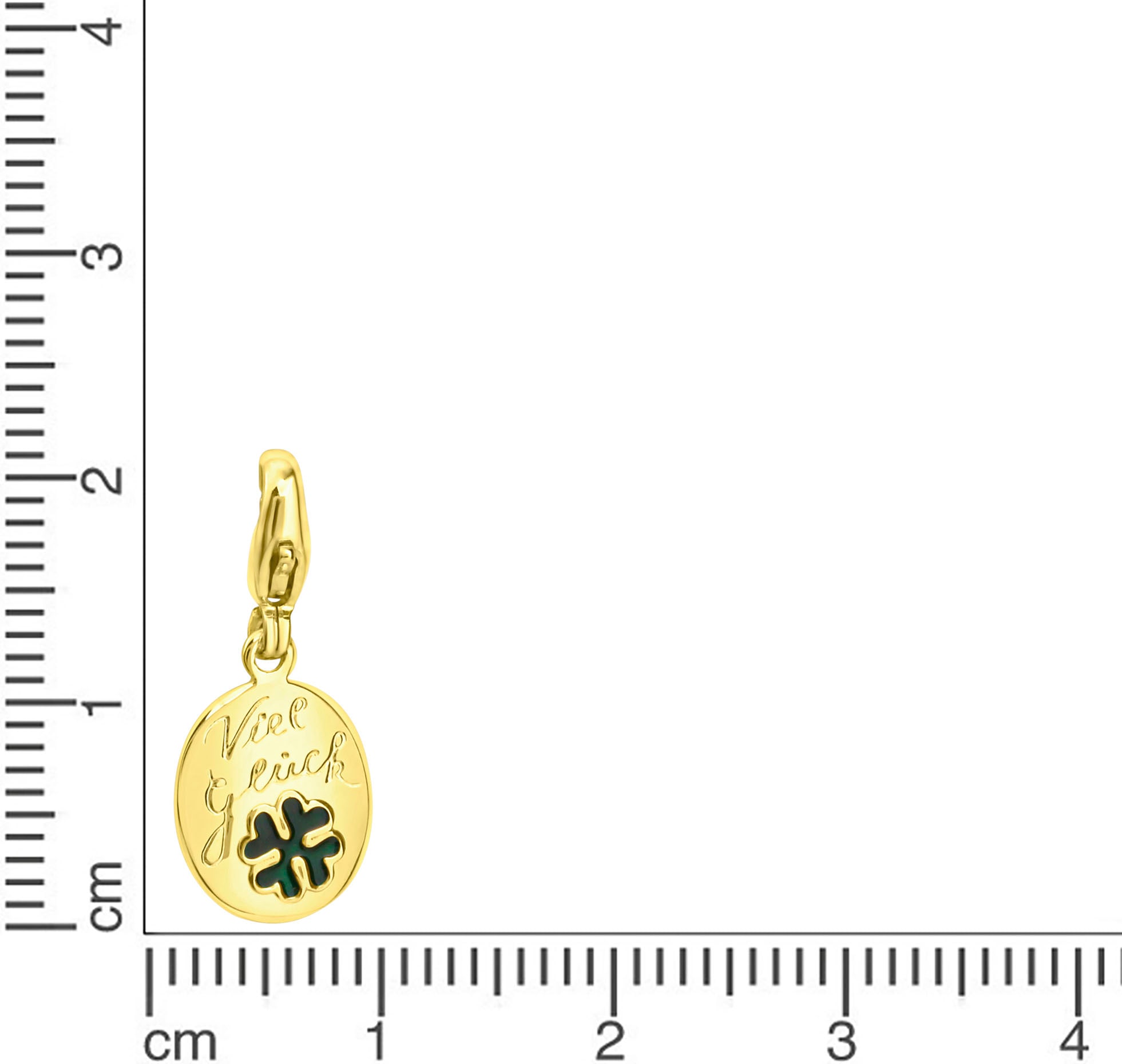Firetti Charm-Einhänger »Schmuck Geschenk Gold 375 Anhänger Charms Kleeblatt Gravur Viel Glück«, mit Lack