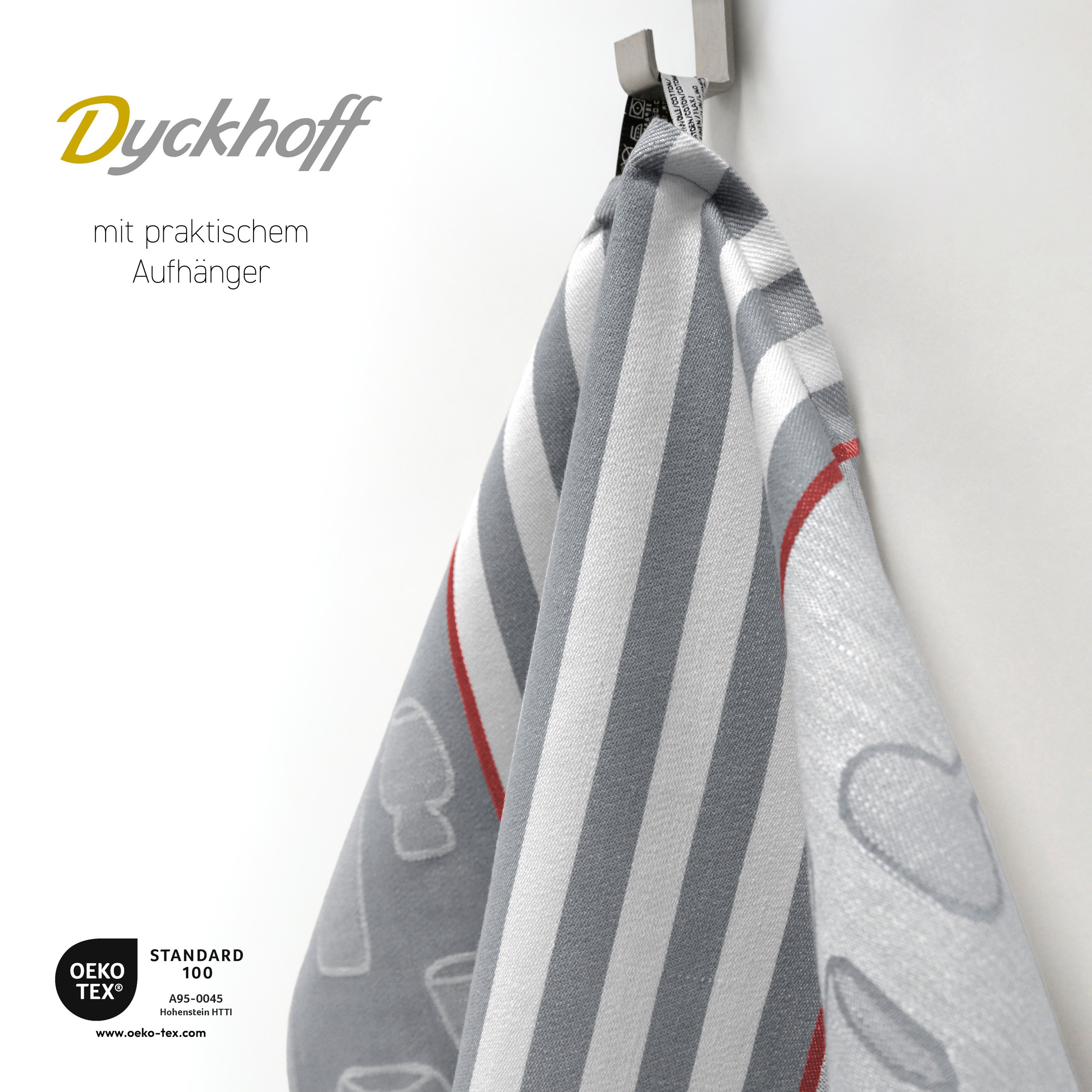Dyckhoff Geschirrtuch »Gläser / Halbleinen«, (Set, 5 tlg.), mit Gläser & Streifen Motiv, Maße je Tuch ca. 50x70 cm