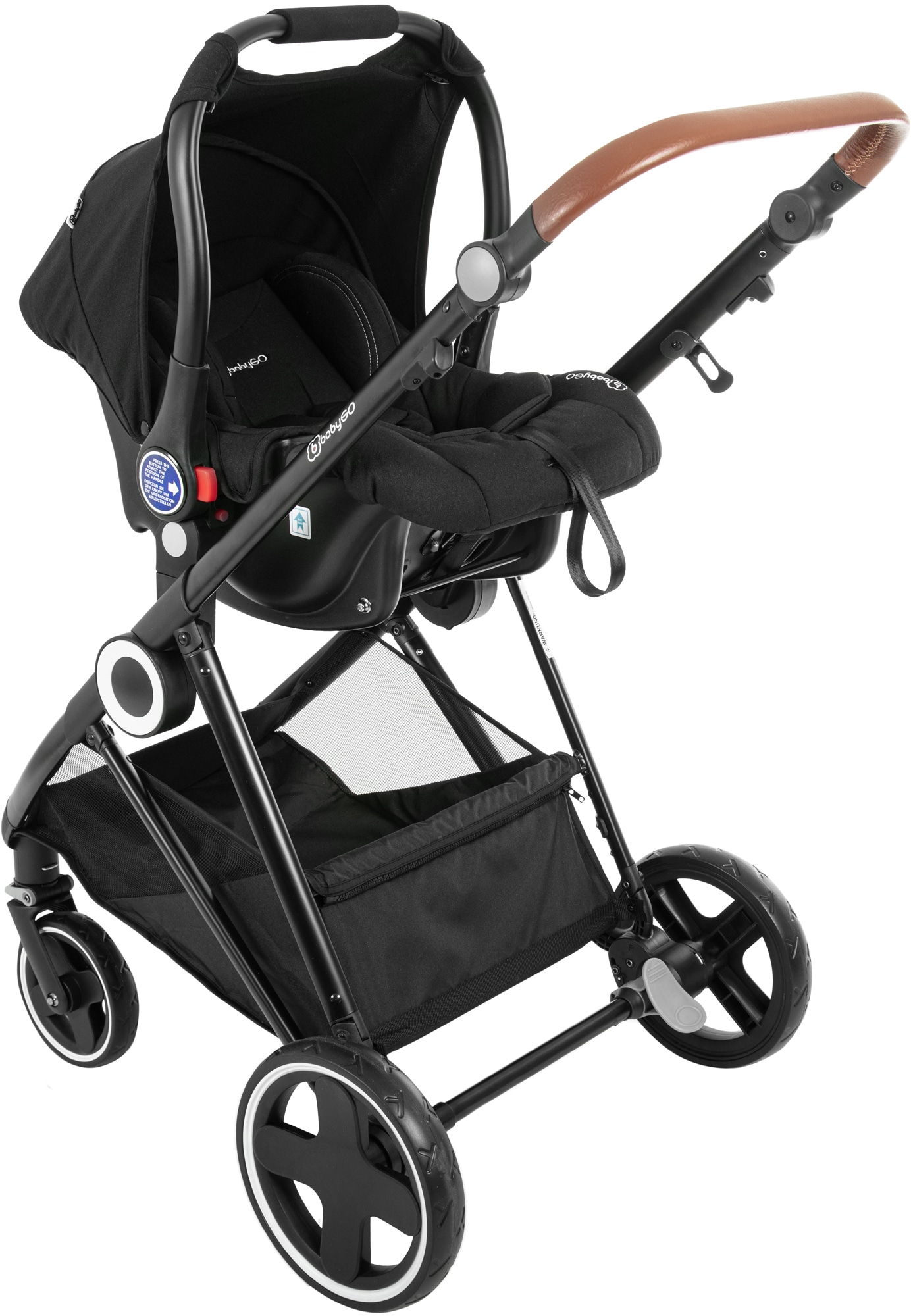 BabyGo Kombi-Kinderwagen »Halime 3in1, Anthracite Black«, inklusive Babywanne, Babyschale, Regenhaube & Wickeltasche