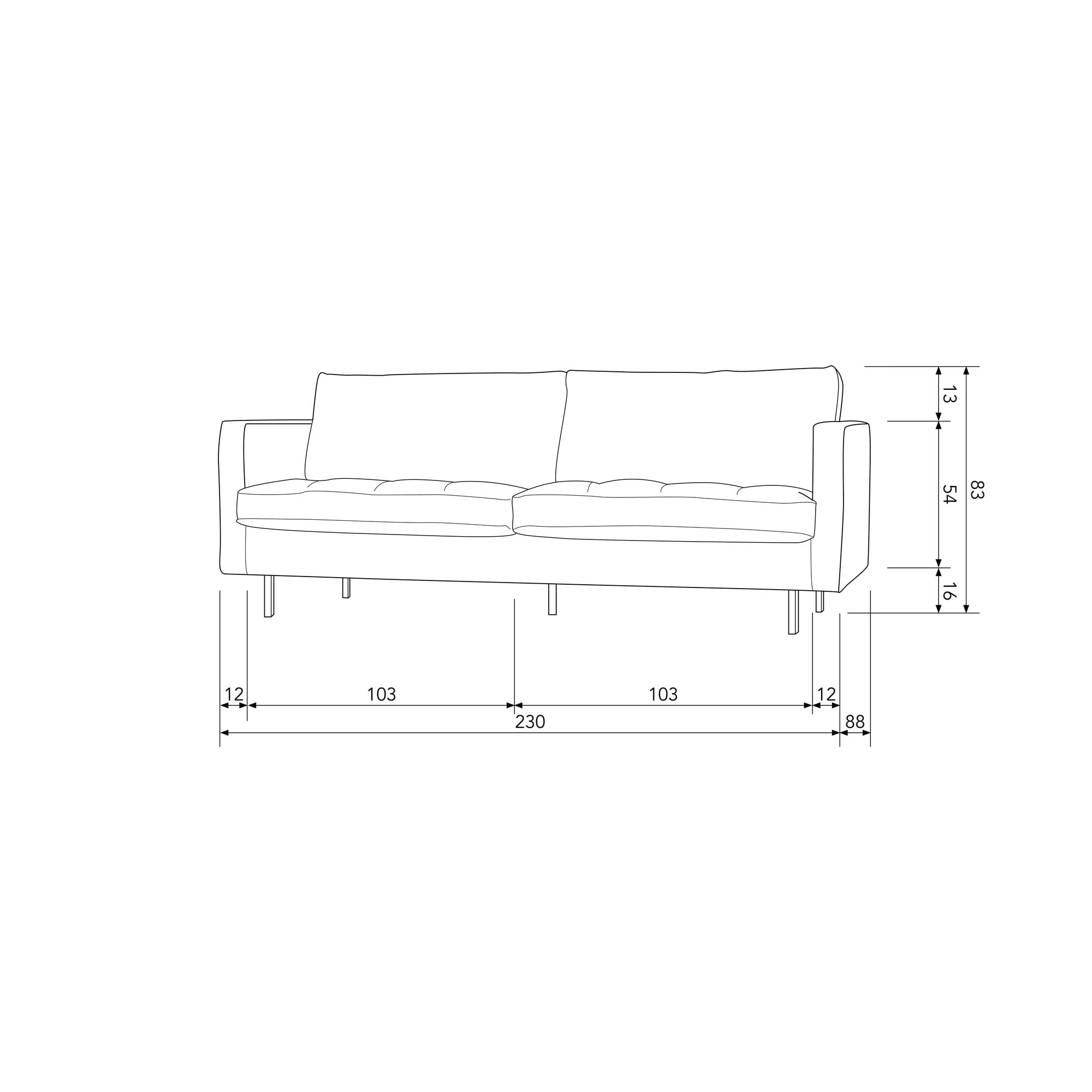 WOOOD 2,5-Sitzer »Rodeo Classic«, frei im Raum stellbar, mit recyceltem Leder, H 83 cm x B 230 cm
