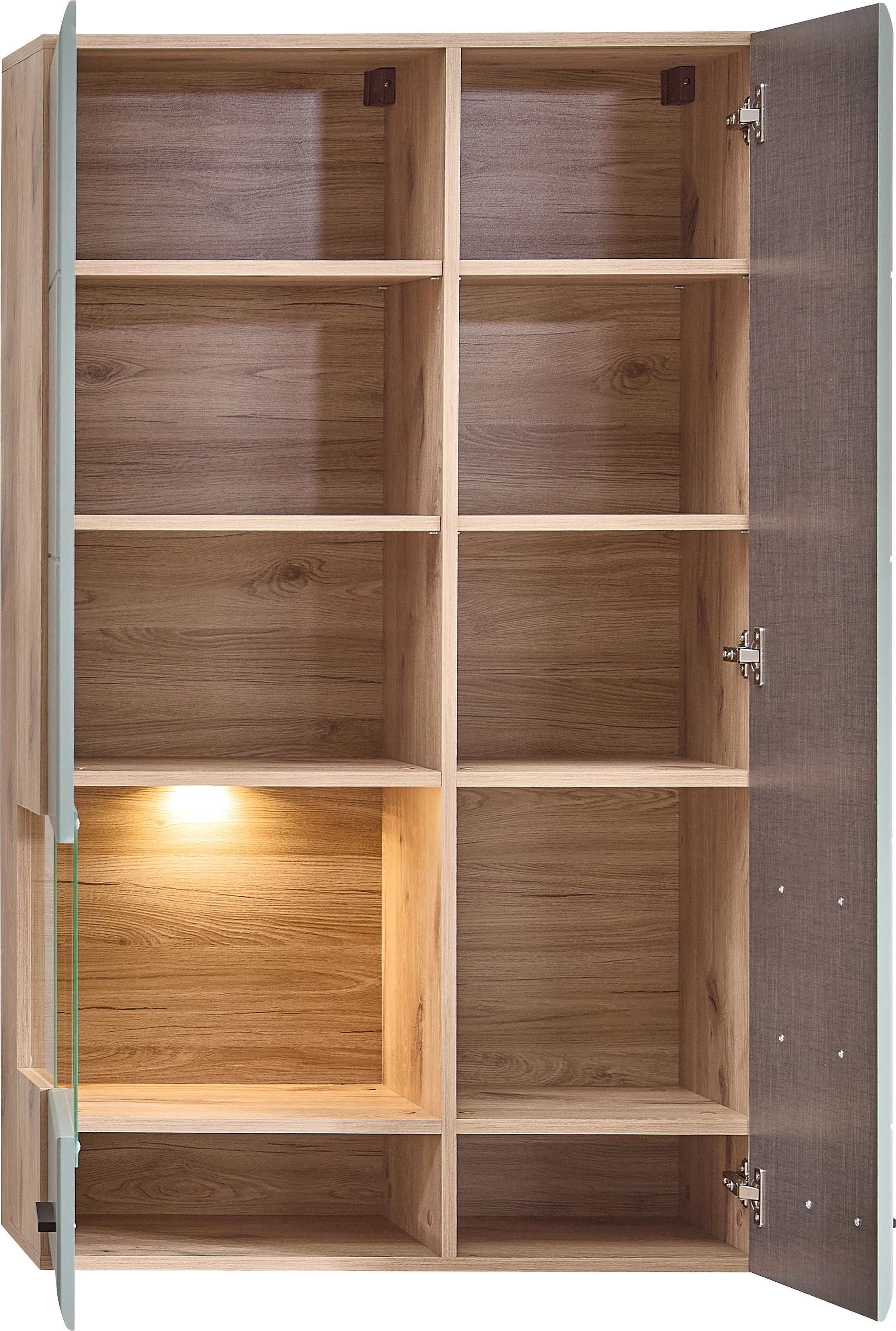 Innostyle Hängevitrine »FUN PLUS II«, 1 Glastür, 1 Holztür, 10 Fächer, Softclose, ABS Kantenschutz