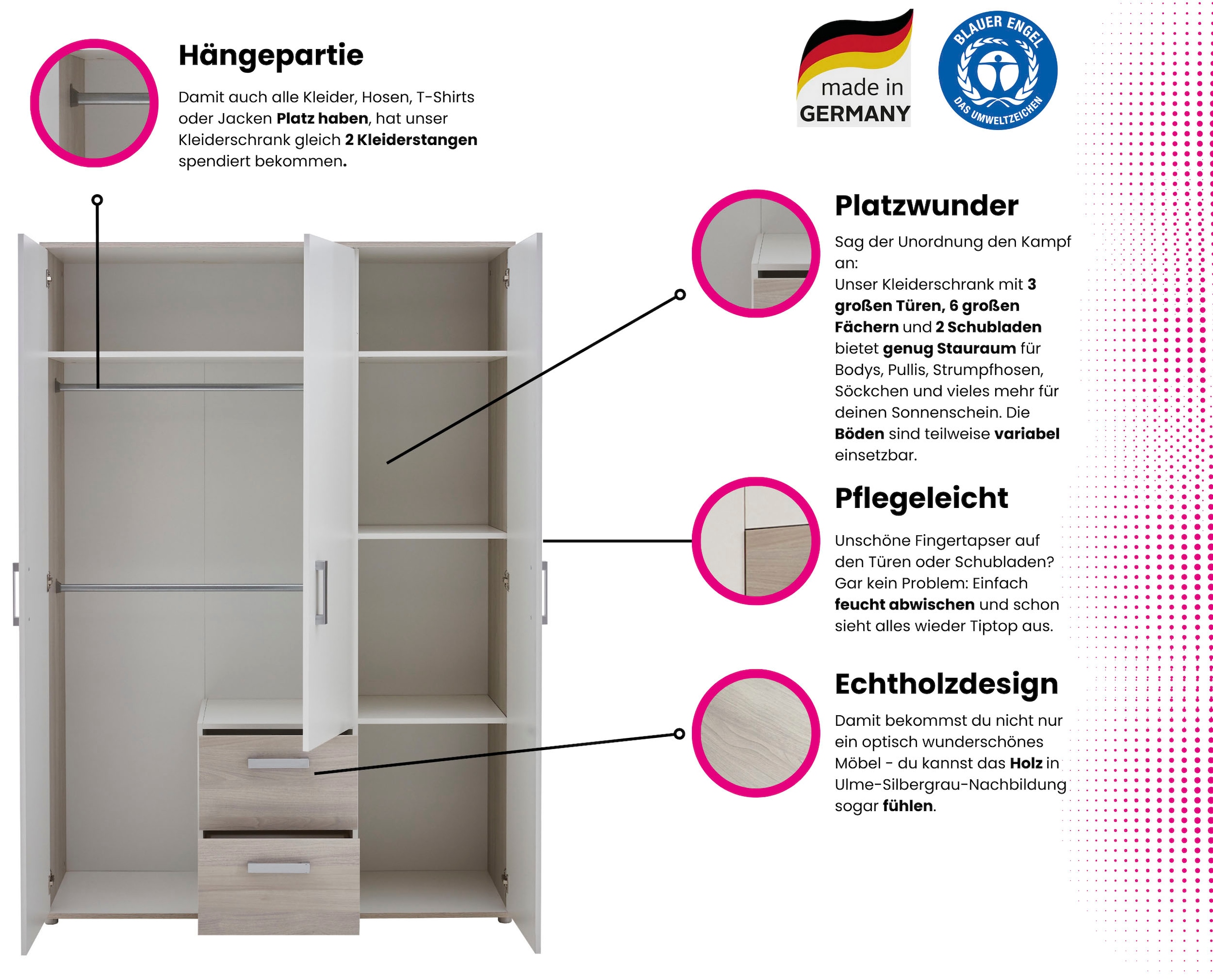 Home affaire Babyzimmer-Komplettset »Geert« Set, Kinderbett, Regal, Schrank, Wickelkommode, 4 Stk. tlg. Made in Germany; mit Kinderbett, Regal, Schrank und Wickelkommode