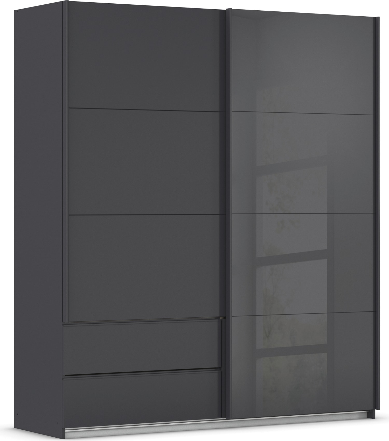 rauch Schwebetürenschrank »Kleiderschrank Schrank Garderobe ELARA Glastür/Grauspiegel« praktische Schubladen optional farblich abgesetzt MADE IN GERMANY