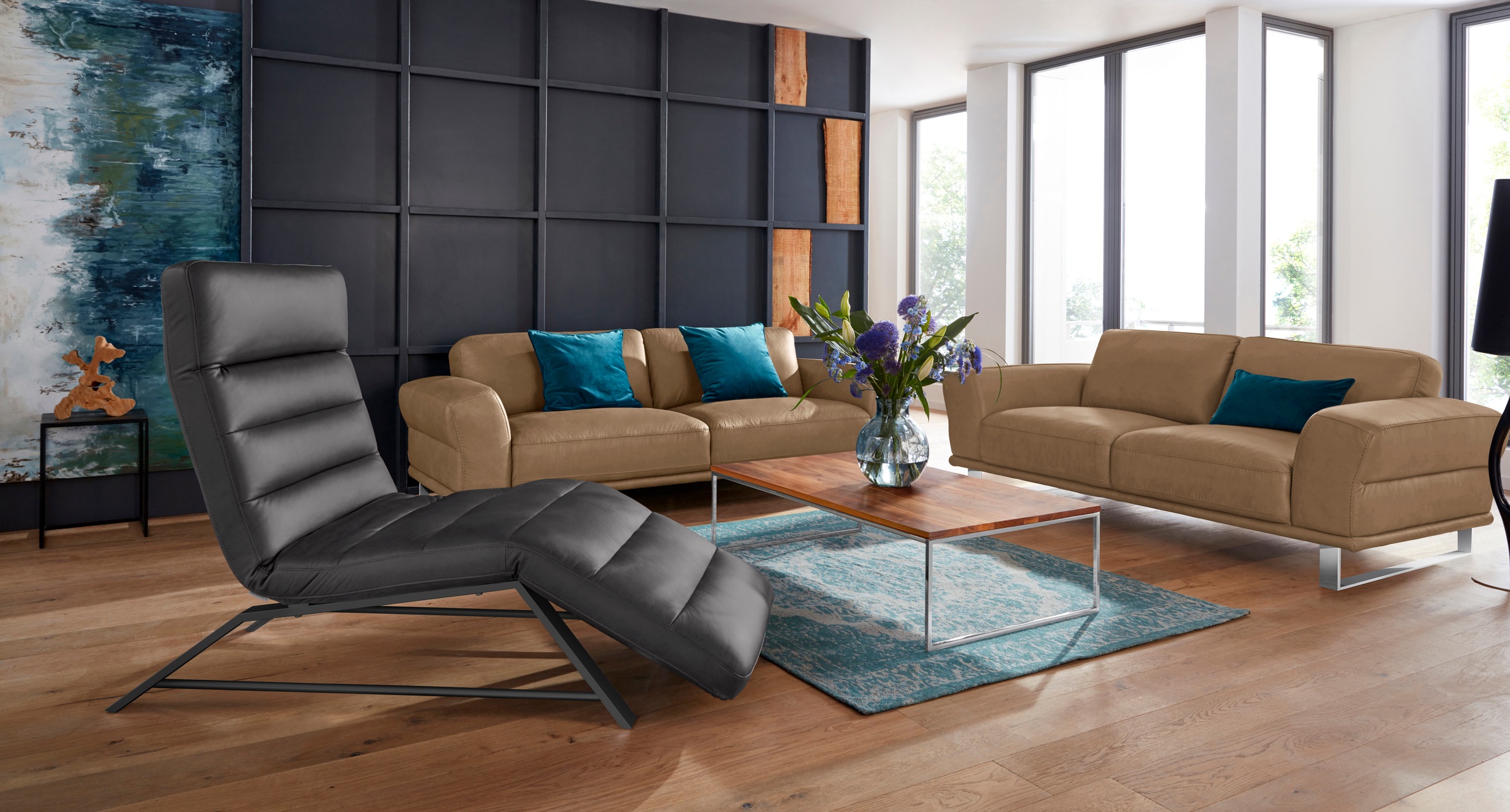 W.SCHILLIG 2,5-Sitzer »montanaa«, mit Metallkufen in Chrom glänzend, Breite 212 cm
