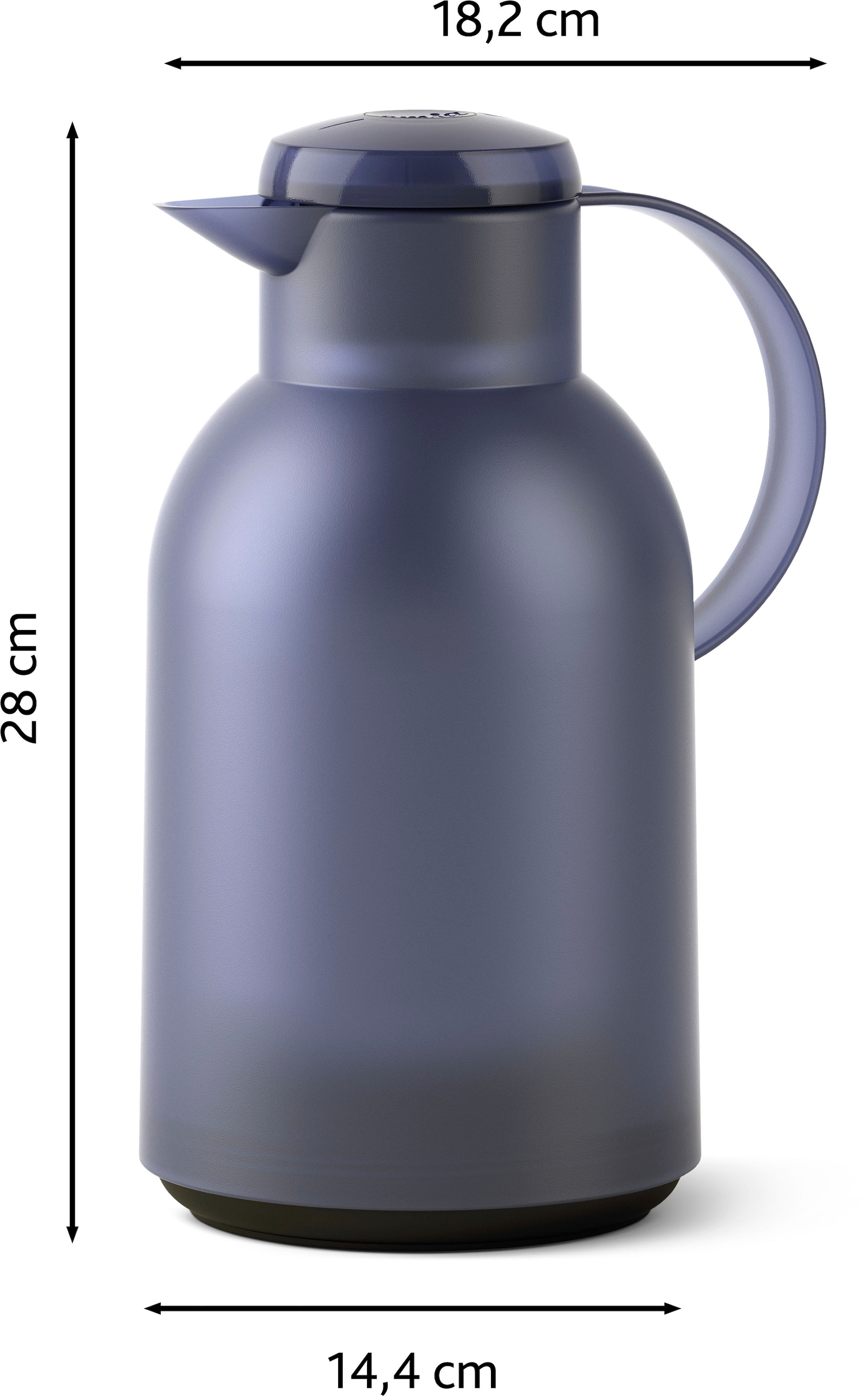 Emsa Isolierkanne »Samba«, 1,5 l, XXL-Modell, zeitloses Design, einfacher Knopfdruck, 24h kalt, 12h warm