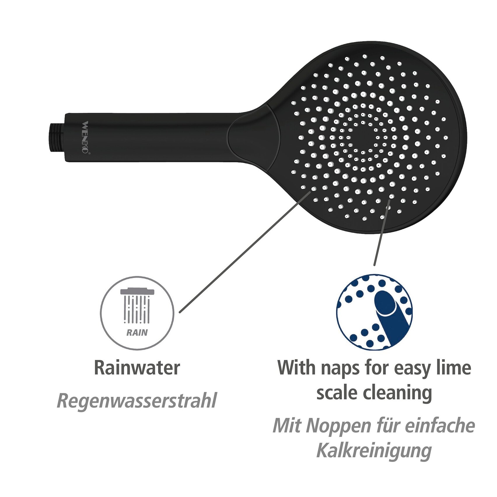 WENKO Handbrause »Watersaving« wassersparender Duschkopf, 3 Strahlarten, Ø 12 cm
