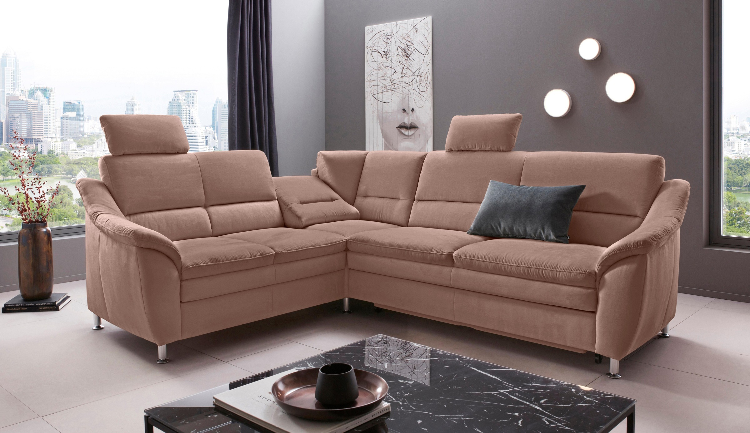 Places of Style Ecksofa »Cardoso L-Form«, Federkern, wahlweise mit Bett, Sc günstig online kaufen
