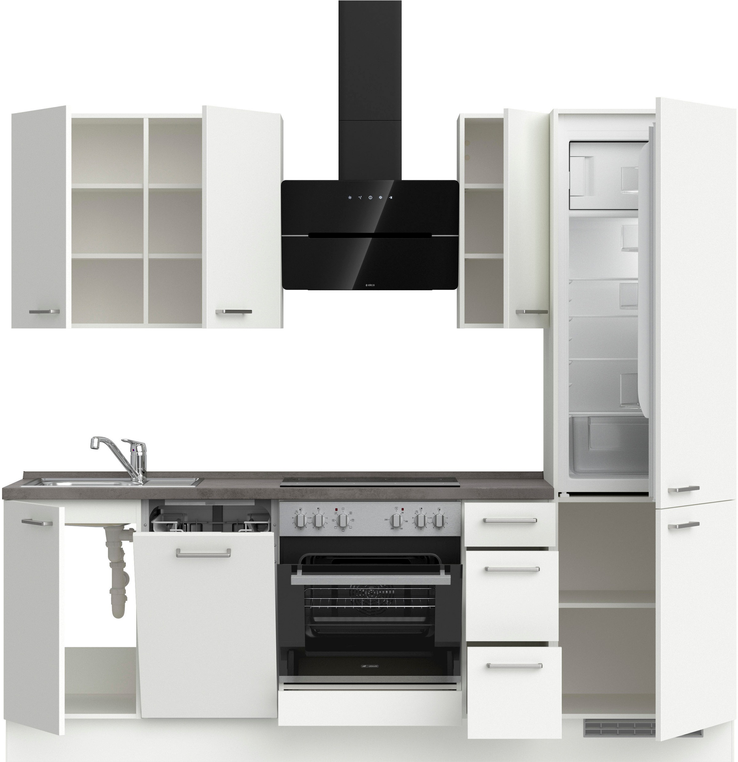 nobilia® Küchenzeile »"Touch II"«, vormontiert, Ausrichtung wählbar, Breite 240 cm, wahlw. mit E-Geräten