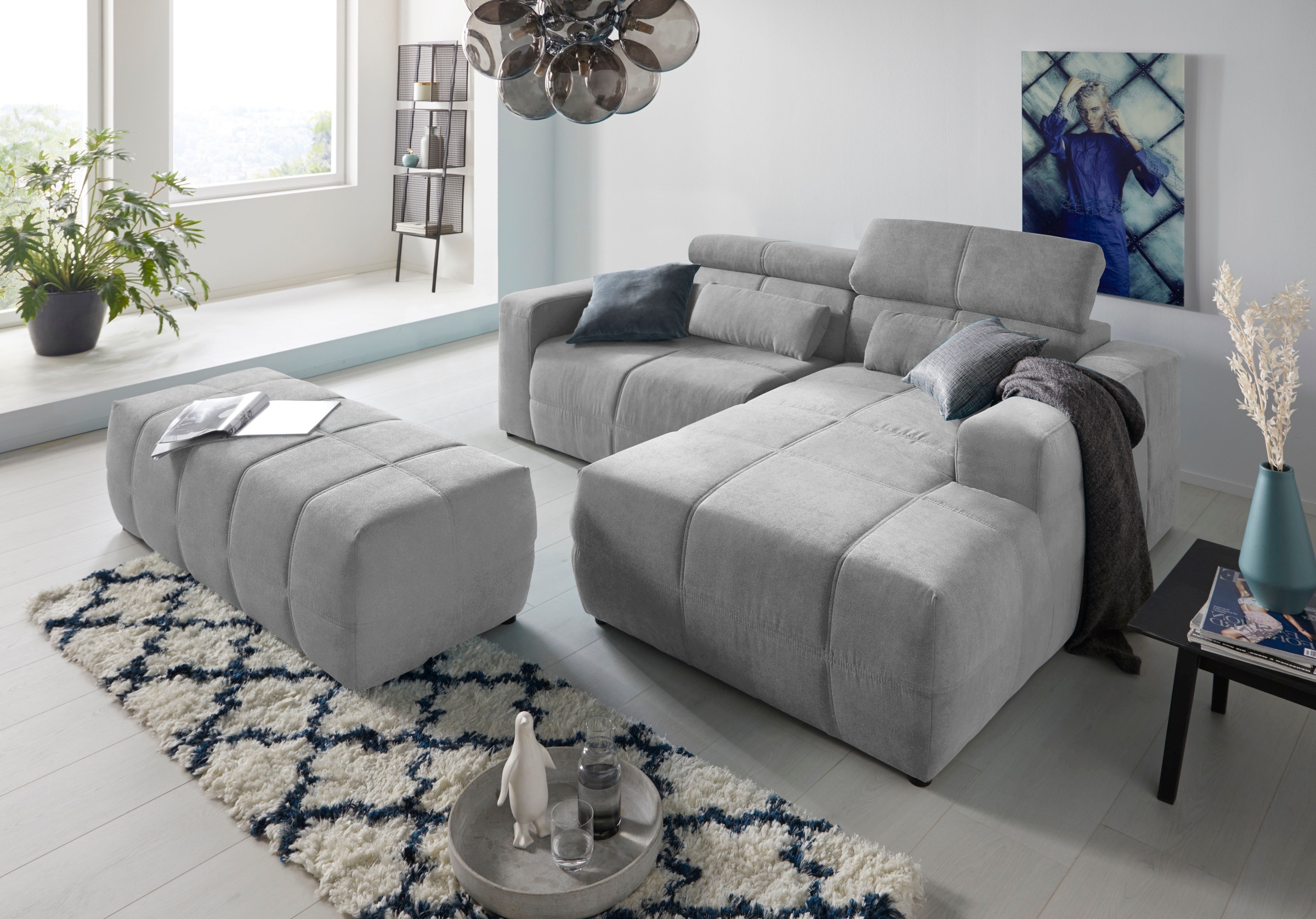 DOMO collection Ecksofa »Brandon, inkl. Kopfteilverstellung, B/T/H: 214/100 günstig online kaufen