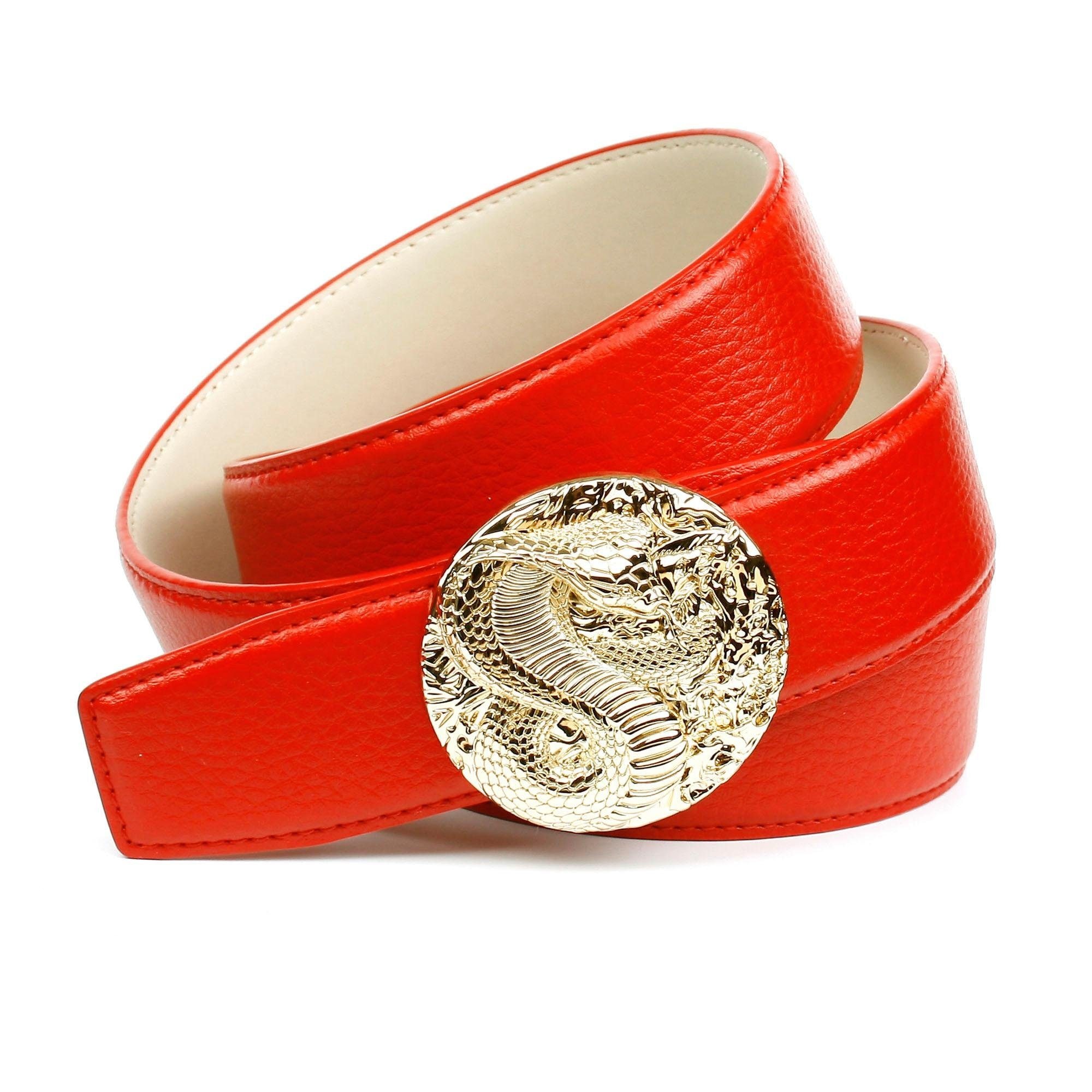 Anthoni Crown Ledergürtel in rot mit Schließe \