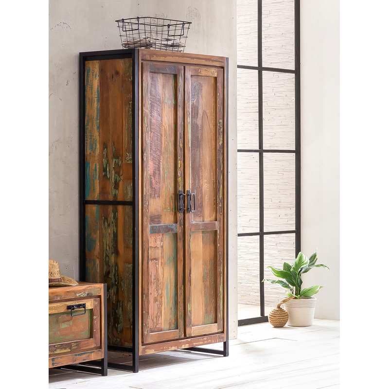 SIT Garderobenschrank »Bali« Angefertigt aus Holz von Fischerbooten Braun 3 Böden und eine Kleiderstange bieten vielseitige Verwendungsmöglichkeiten