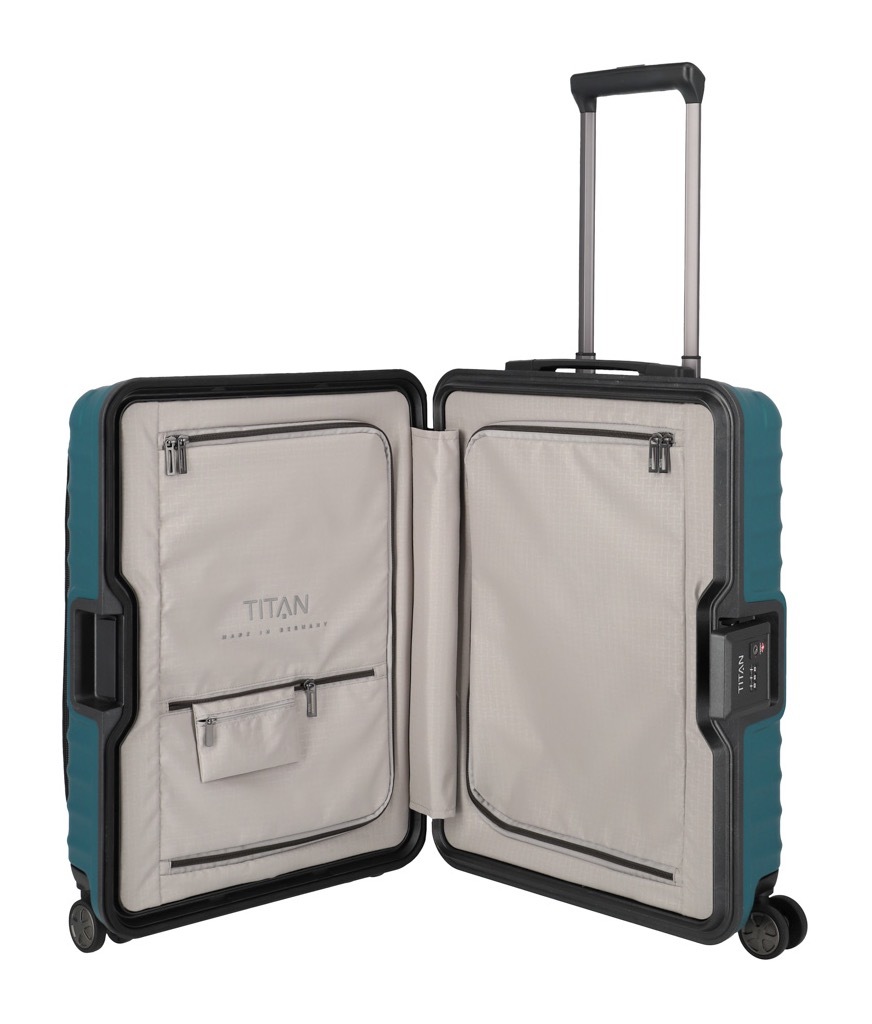 TITAN® Hartschalen-Trolley »LITRON Frame mit Vortasche, Safeplus-Verschluss«, 4 Rollen, Hartschalen-Koffer Made in Germany mit 10 Jahren Herstellergarantie