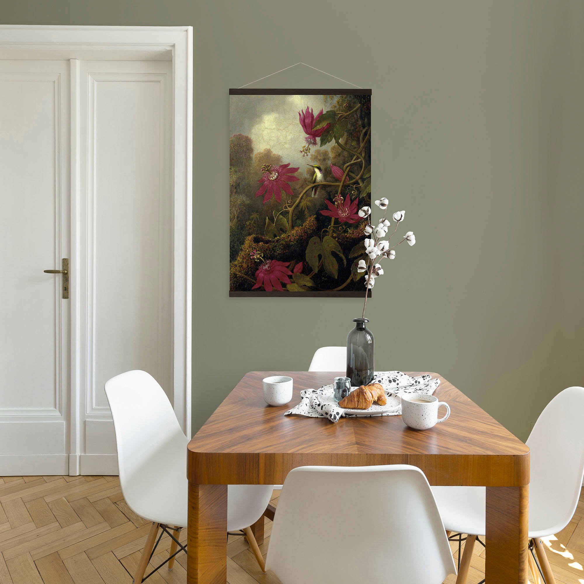 Art for the home Leinwandbild »Vogel Landschaft«, (1 St.), Luxus Kakemono Leinen Wandposter 100x70cm