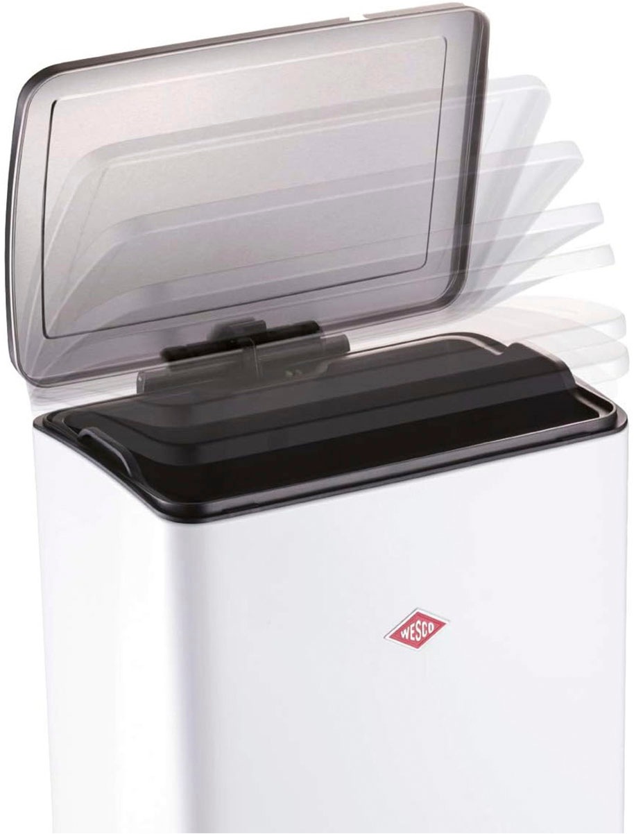 WESCO Mülltrennsystem »Big Double Boy Abfallsammler mit Dämpfer« 2 Behälter mit Kunststoffeinsatz, Edelstahldeckel mit Arretierung und Fußtritt