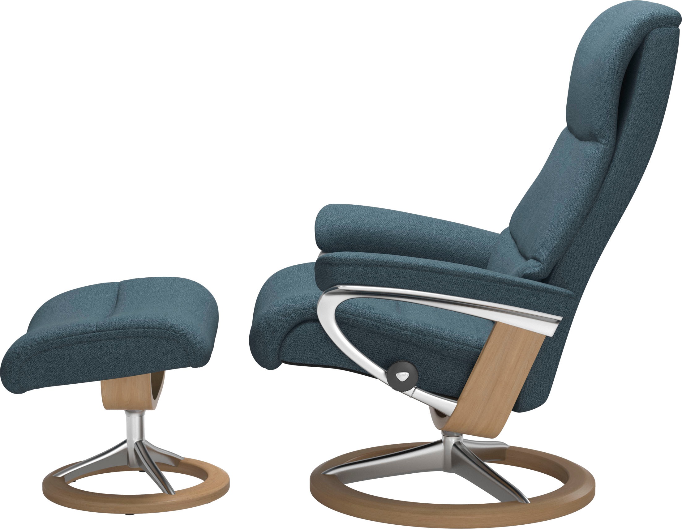 Stressless® Relaxsessel »View«, (Set, Relaxsessel mit Hocker), mit Signature Base, Größe M,Gestell Eiche