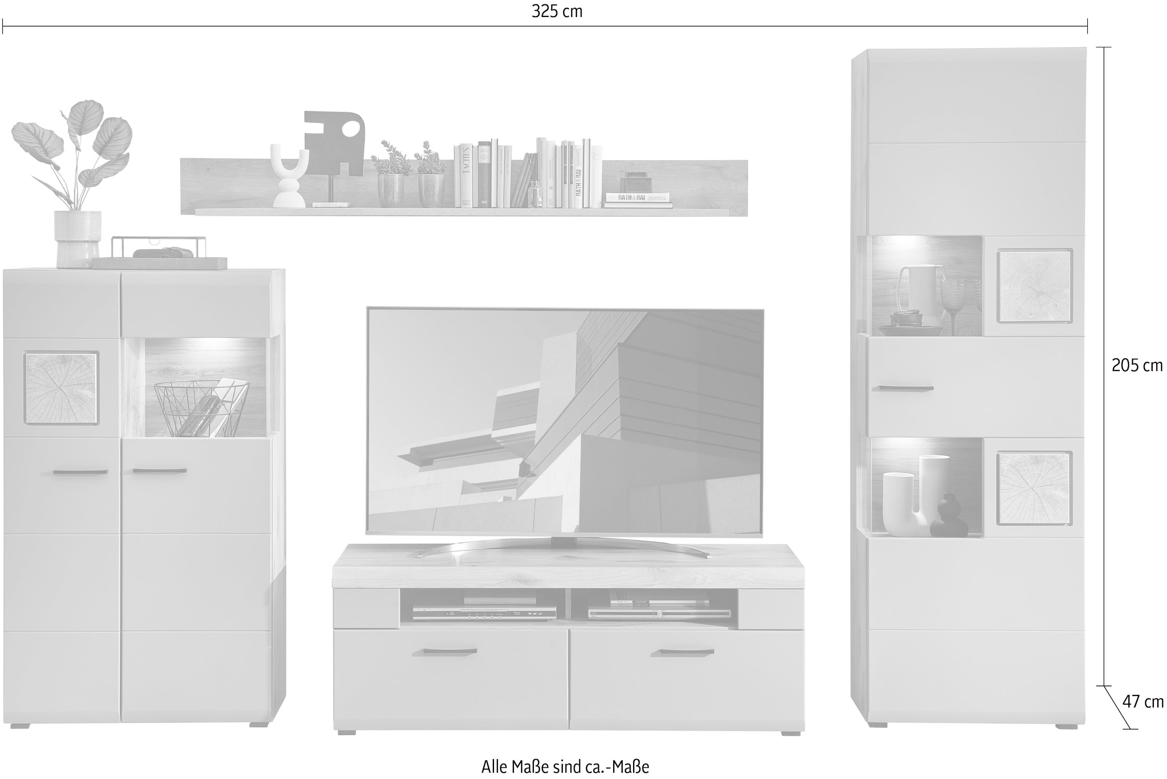 Innostyle Wohnwand »FUN PLUS II«, (4 St.), inkl. LED-Beleuchtung