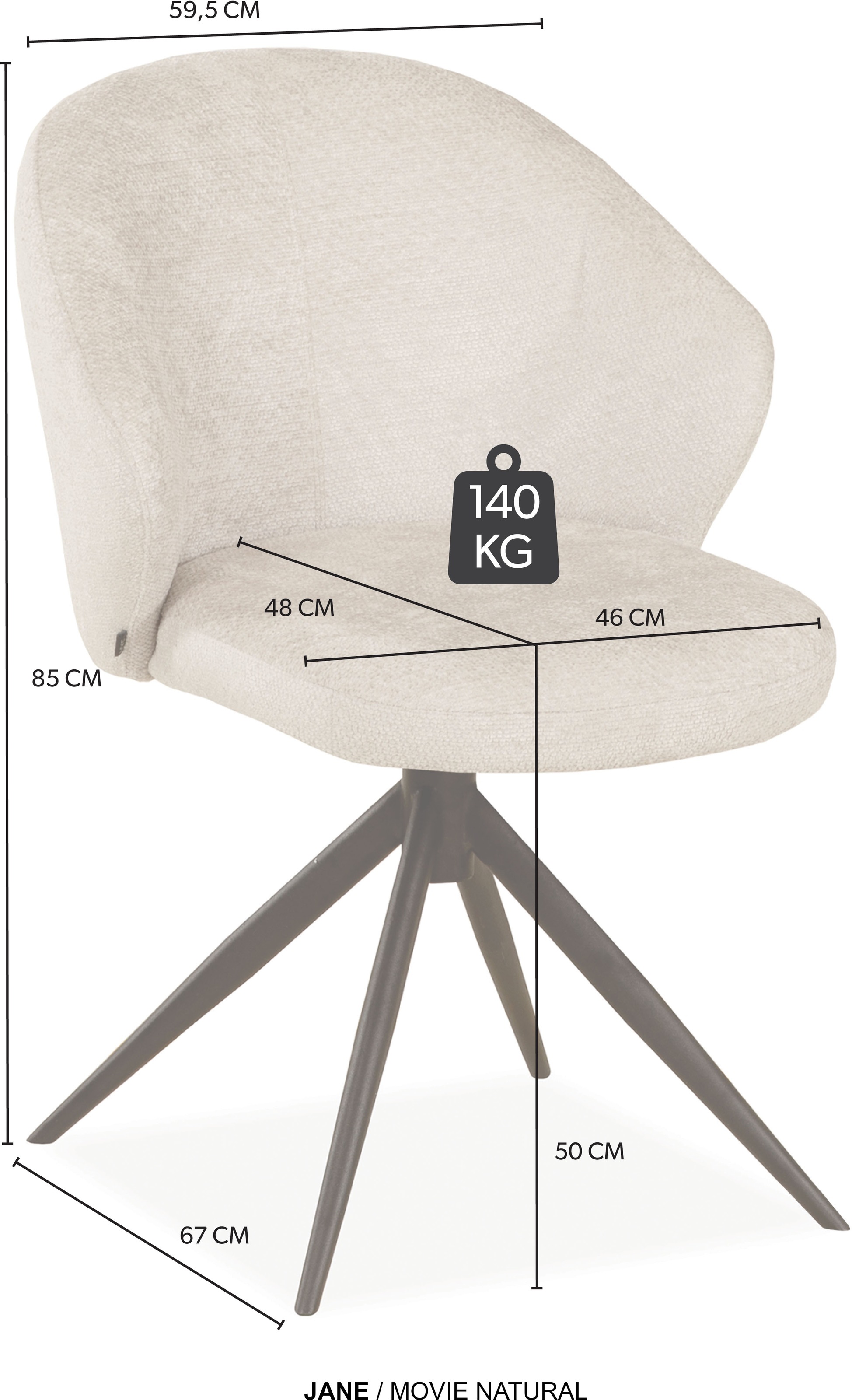 OMG Design Esszimmerstuhl »Jane« (Set) 2 Stk.Drehstuhl mit auto-return, Schalenstuhl