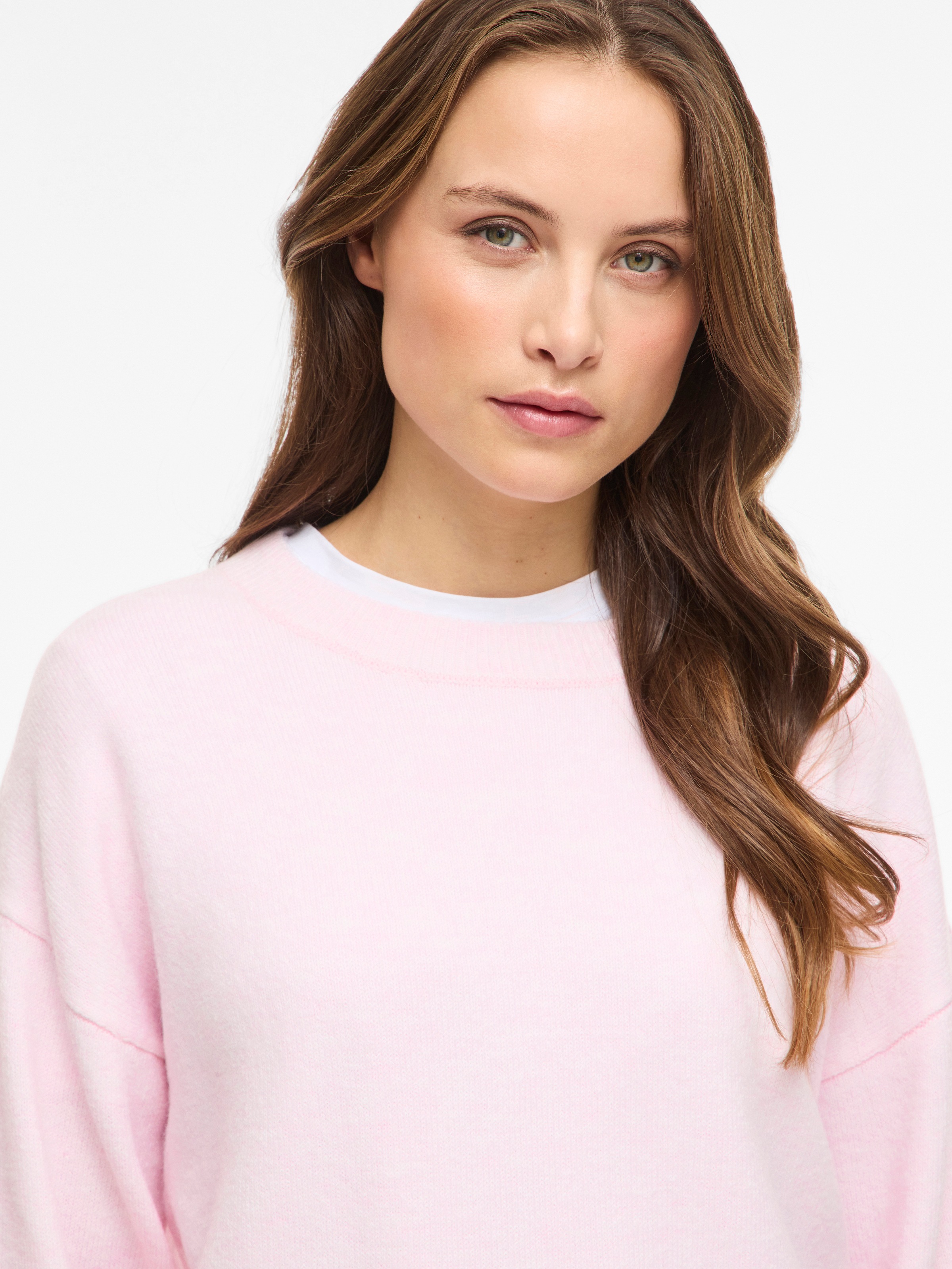 Vila Strickpullover »VILIGA L/S O-NECK KNIT TOP - NOOS« Materialmix, relaxed fit
