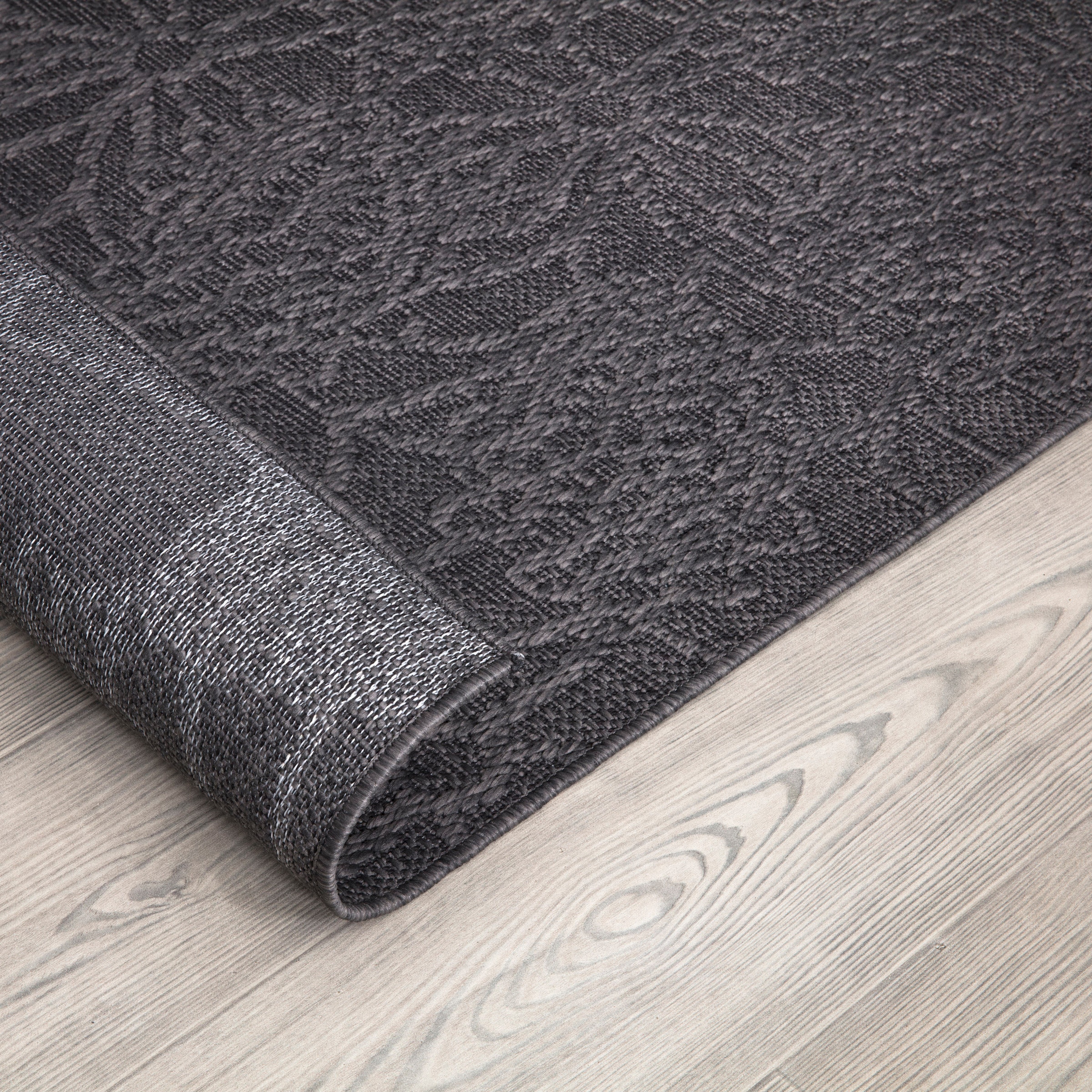 Paco Home Teppich »Rimini 411«, rechteckig, 4 mm Höhe, Flachgewebe, Uni Farben, Hoch-Tief Effekt, In- und Outdoor geeignet