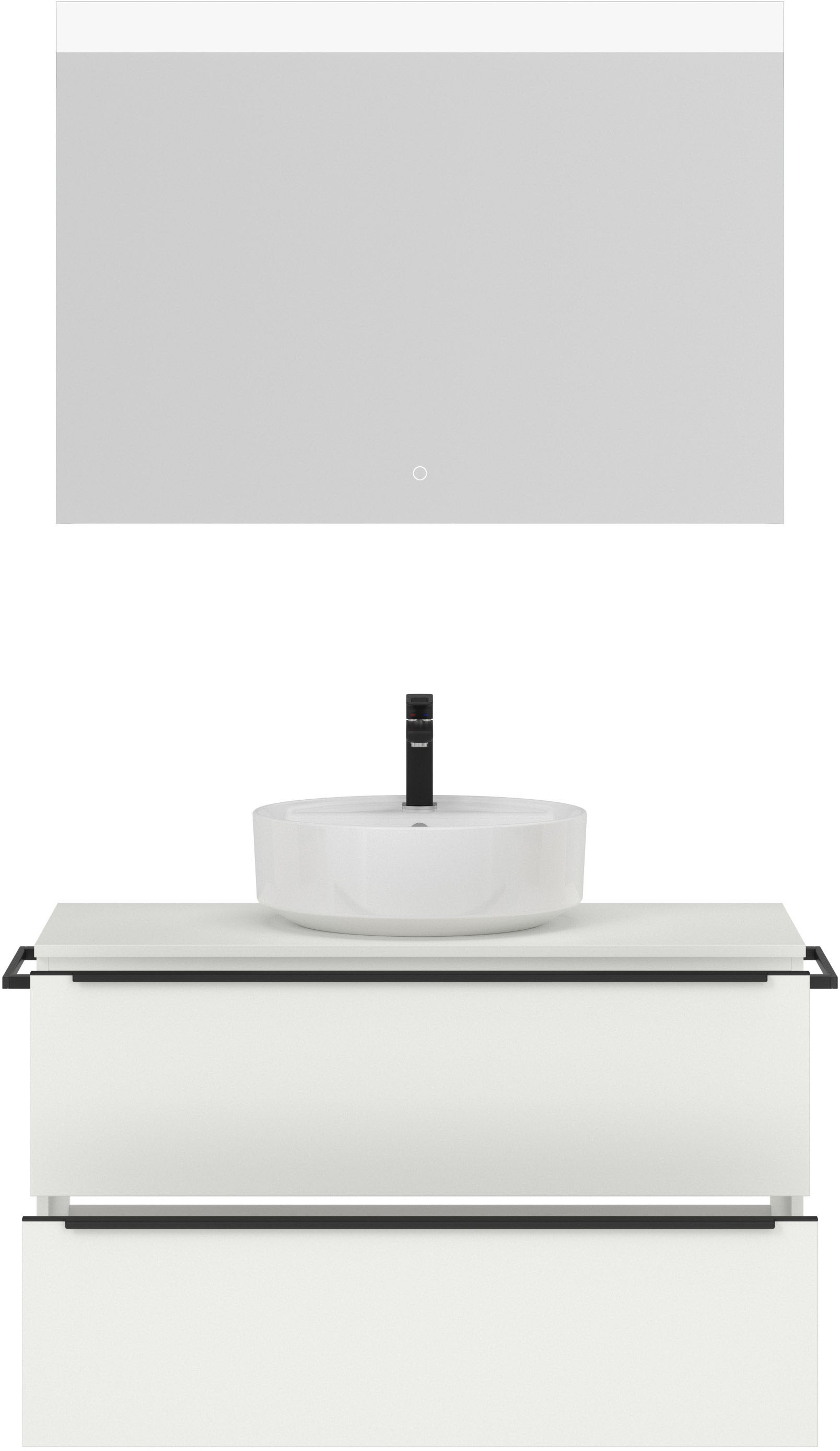 nobilia® Badmöbel-Set »Alvene«, (2 St., vormontiert, mit Soft-Close), inkl. Spiegel mit Touch-Sensor, in vier Breiten