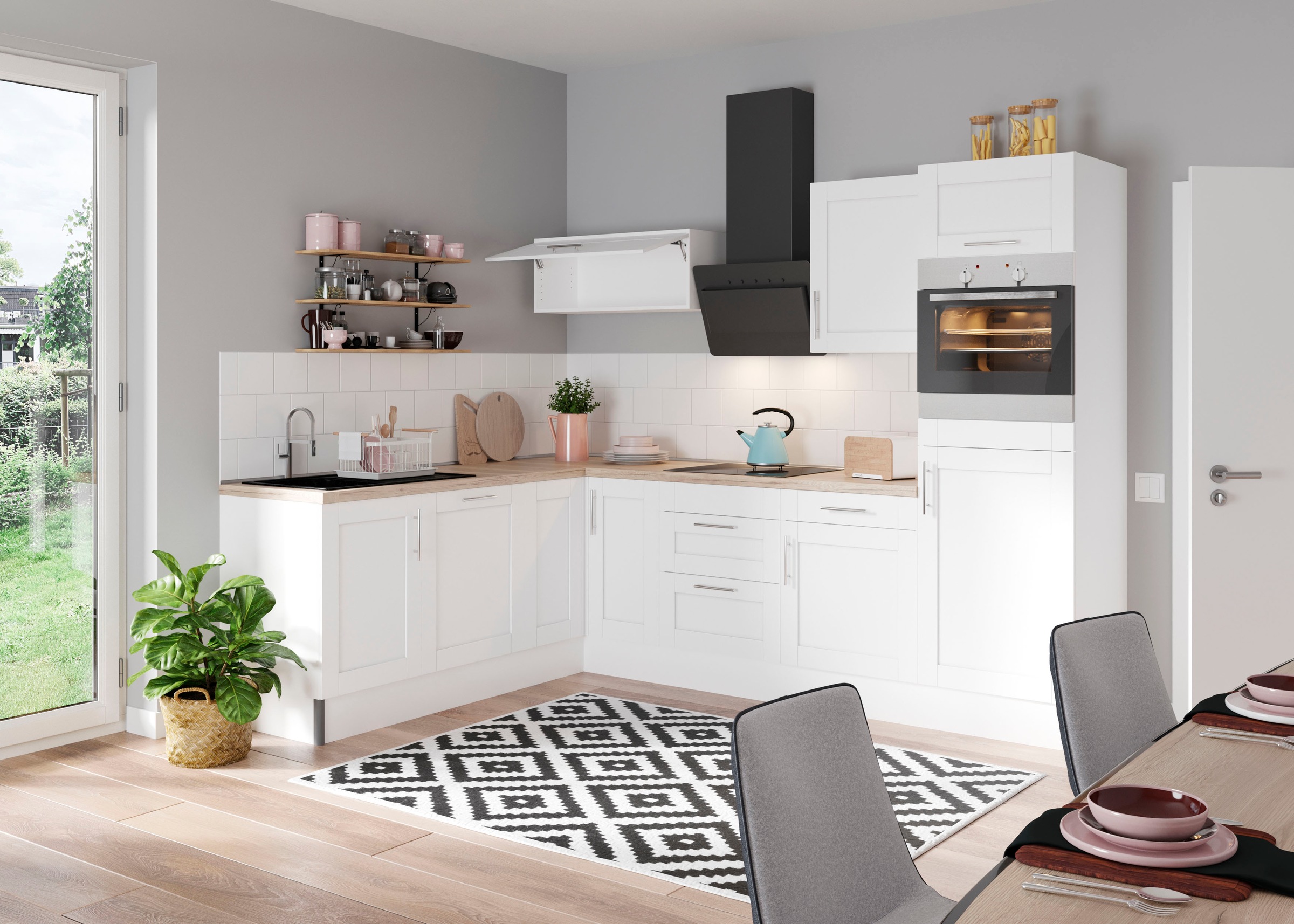 OPTIFIT Küche »Ahus«, 200 x 270 cm breit, wahlweise mit E-Geräten, Soft  Close Funktion auf Raten bestellen | Sockelblenden