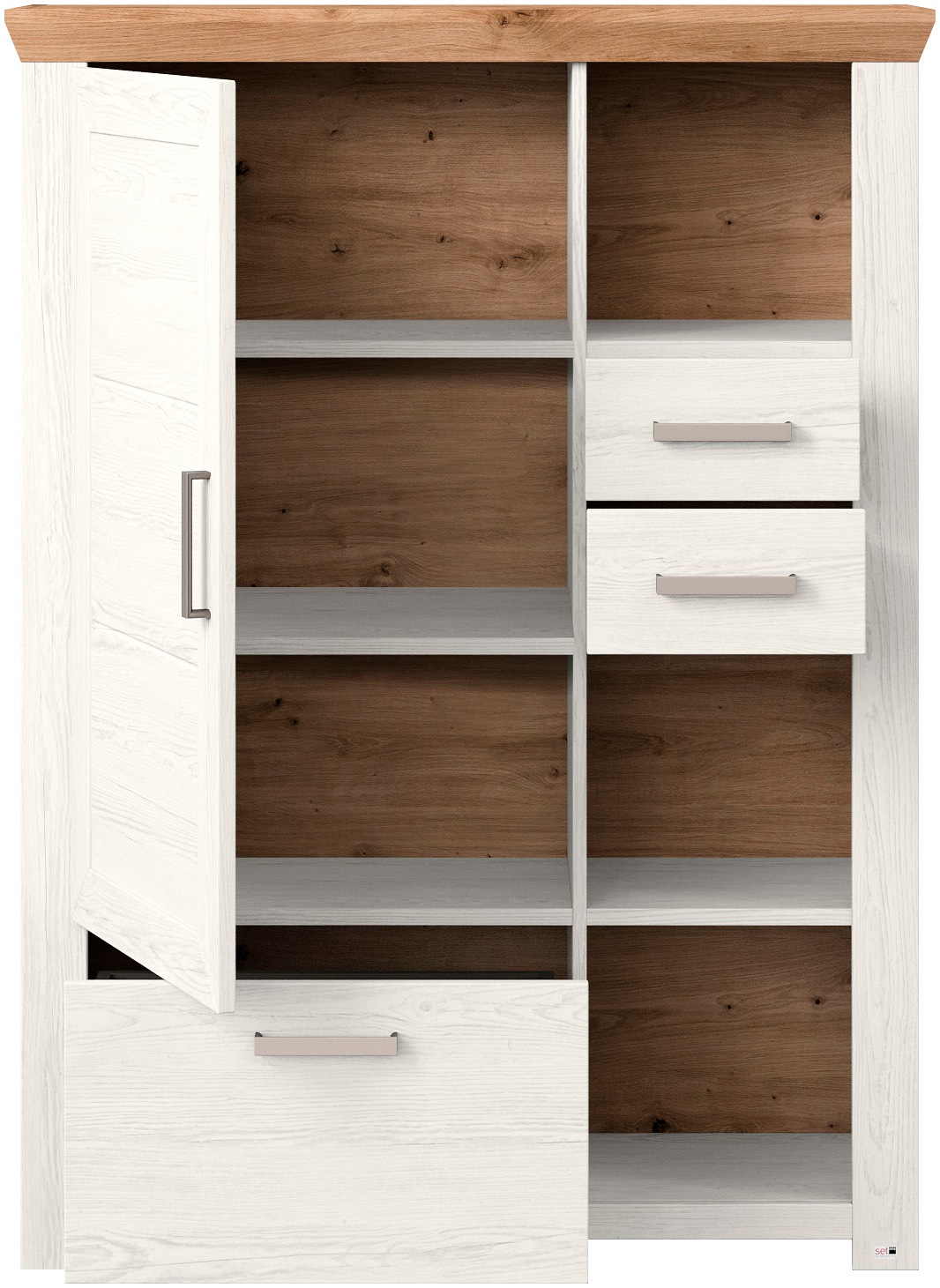 set one by Musterring Highboard »York«, Typ 25 und 26, in 3 Farbvarianten, Beleuchtung optional, Breite 105 cm