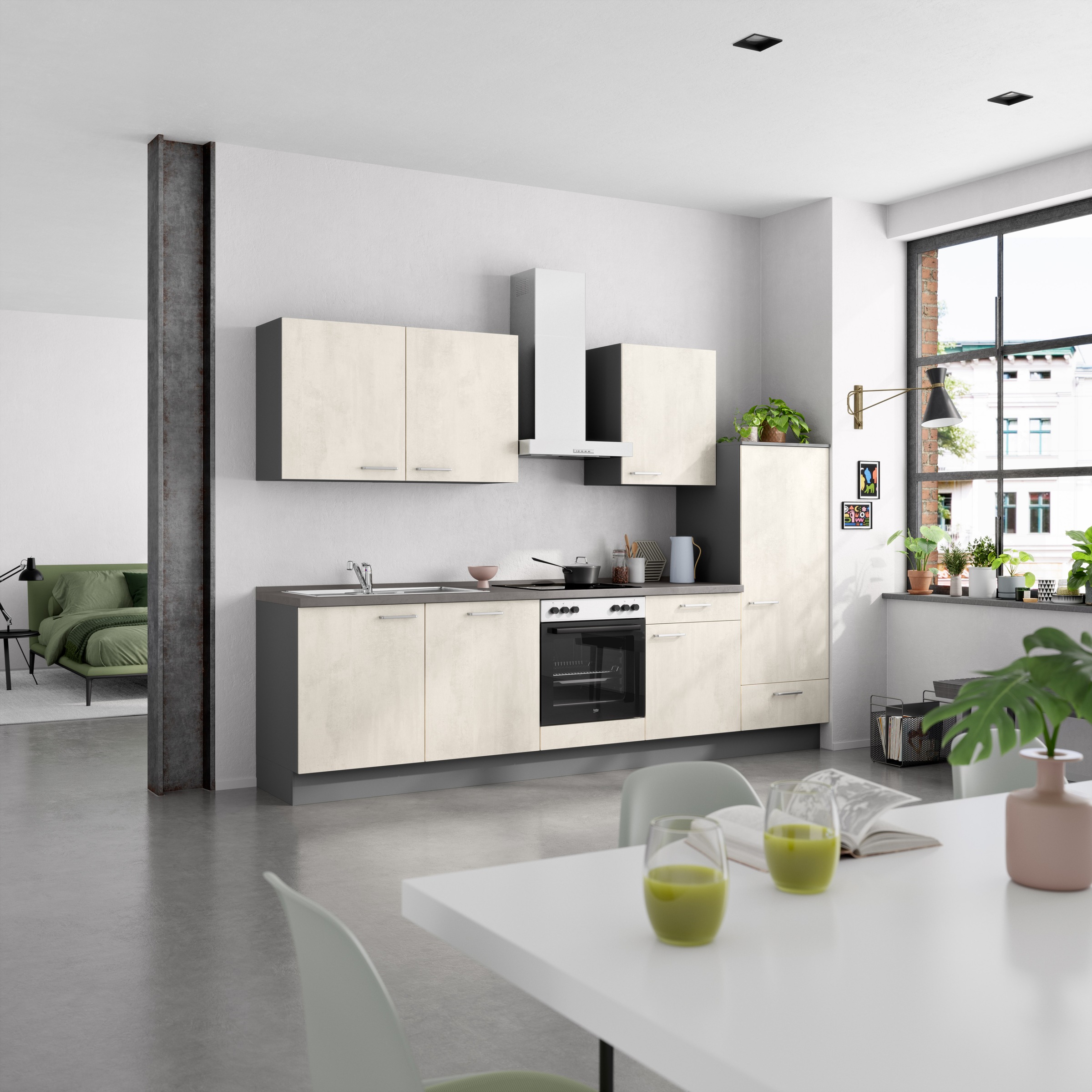 nobilia® Küchenzeile »"Riva I"«, vormontiert, Ausrichtung wählbar, Breite 300 cm, wahlw. mit E-Geräten