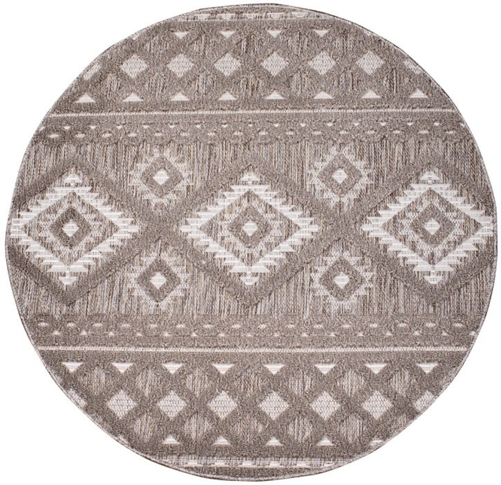 Carpet City Teppich »In-& Outdoorteppich Santorini 435, 3D-Effekt, Boho-Look«, rund, 5 mm Höhe, Wetterfest & UV-beständig für Terrasse, Balkon, Küche, Flur