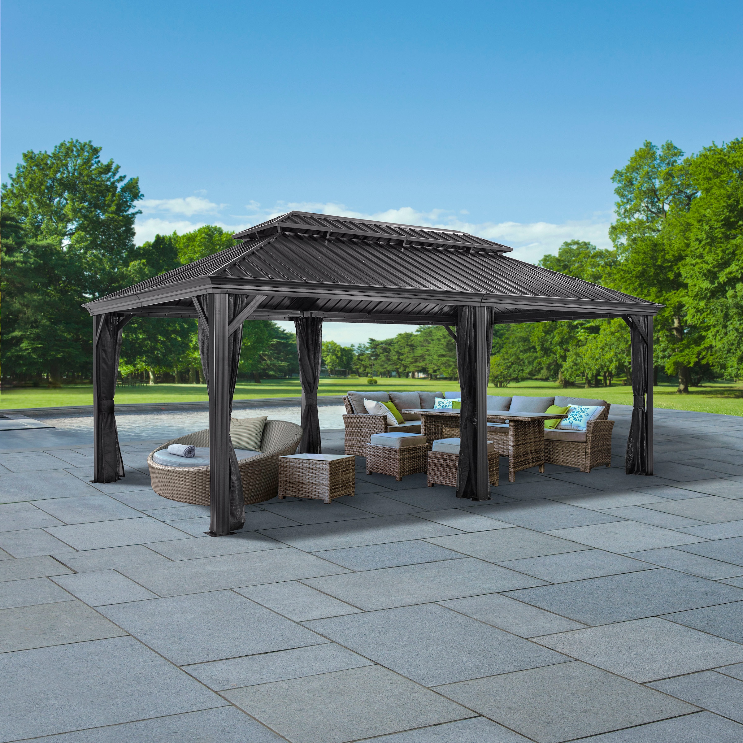 Sojag Pavillon »Messina«, (Set), BxTxH: 598x363x307 cm, inkl. Westmann Heizstrahler und Moskitonetz