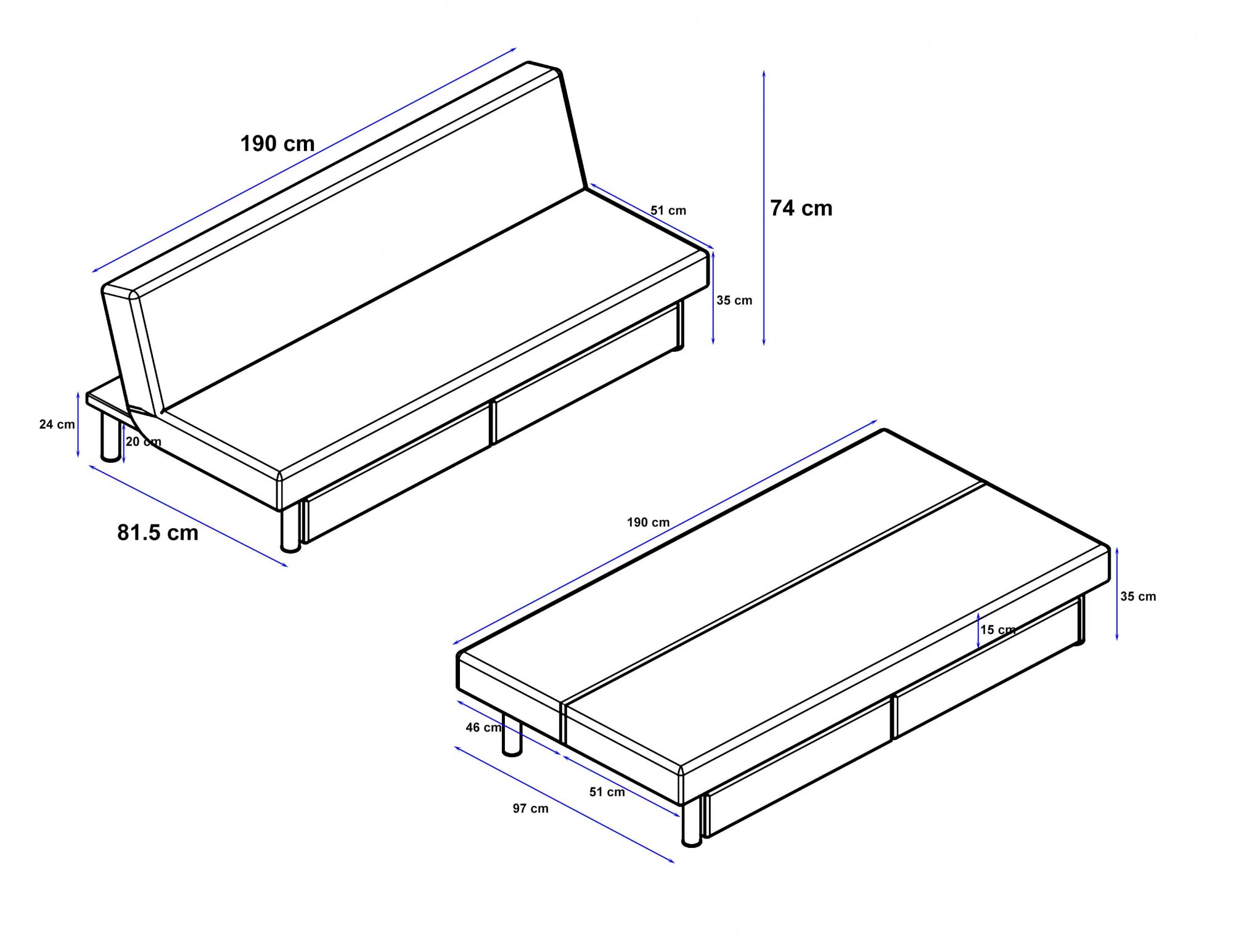 Dorel Home Schlafsofa »Erica«, Daybed mit aufklappbarer Liegefläche